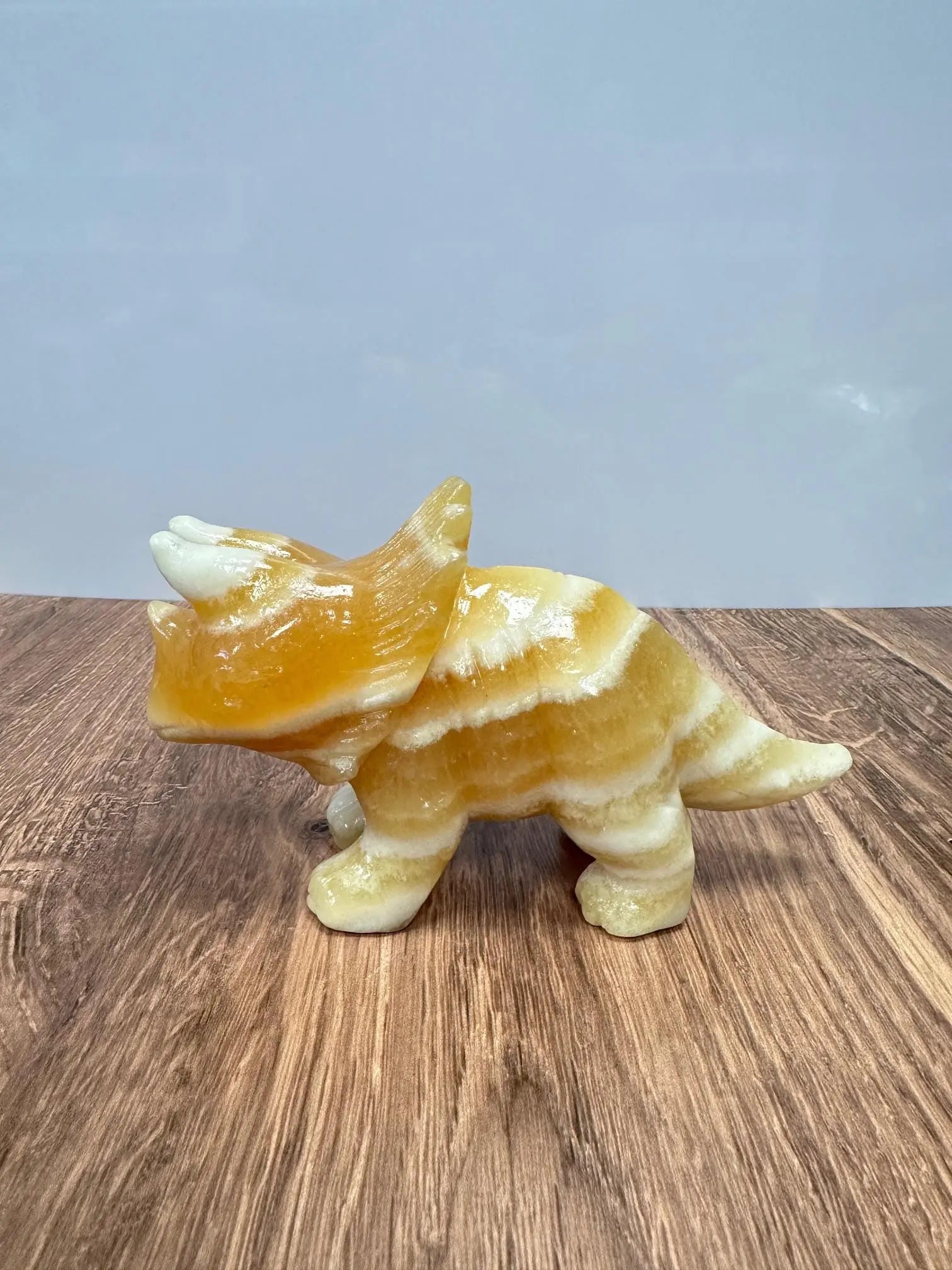 Orange Calcite Triceratops Crystal Carving Oakriver Crystals