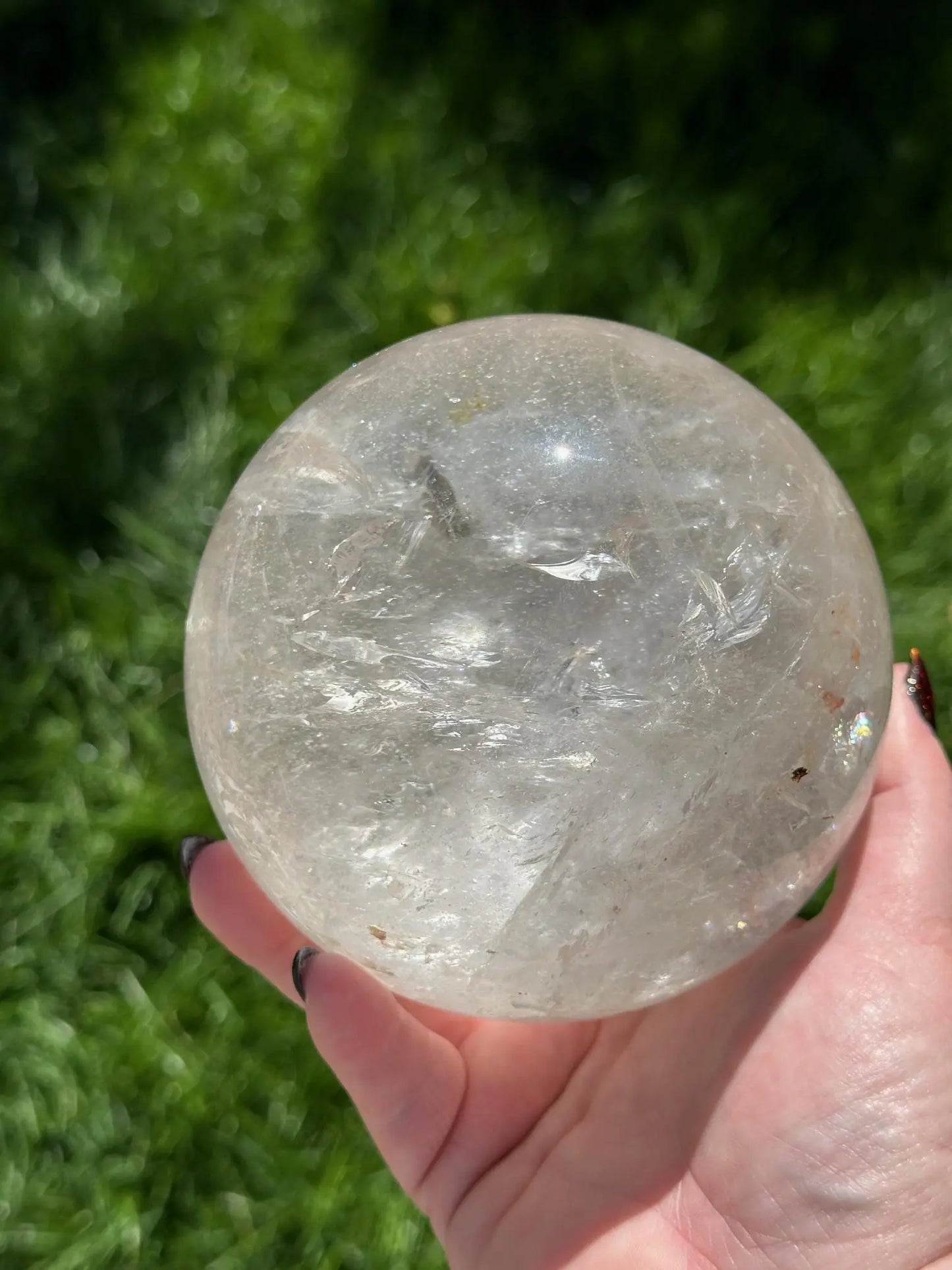 Large Clear Quartz Sphere with Rainbows 4.5 inches Oakriver Crystals