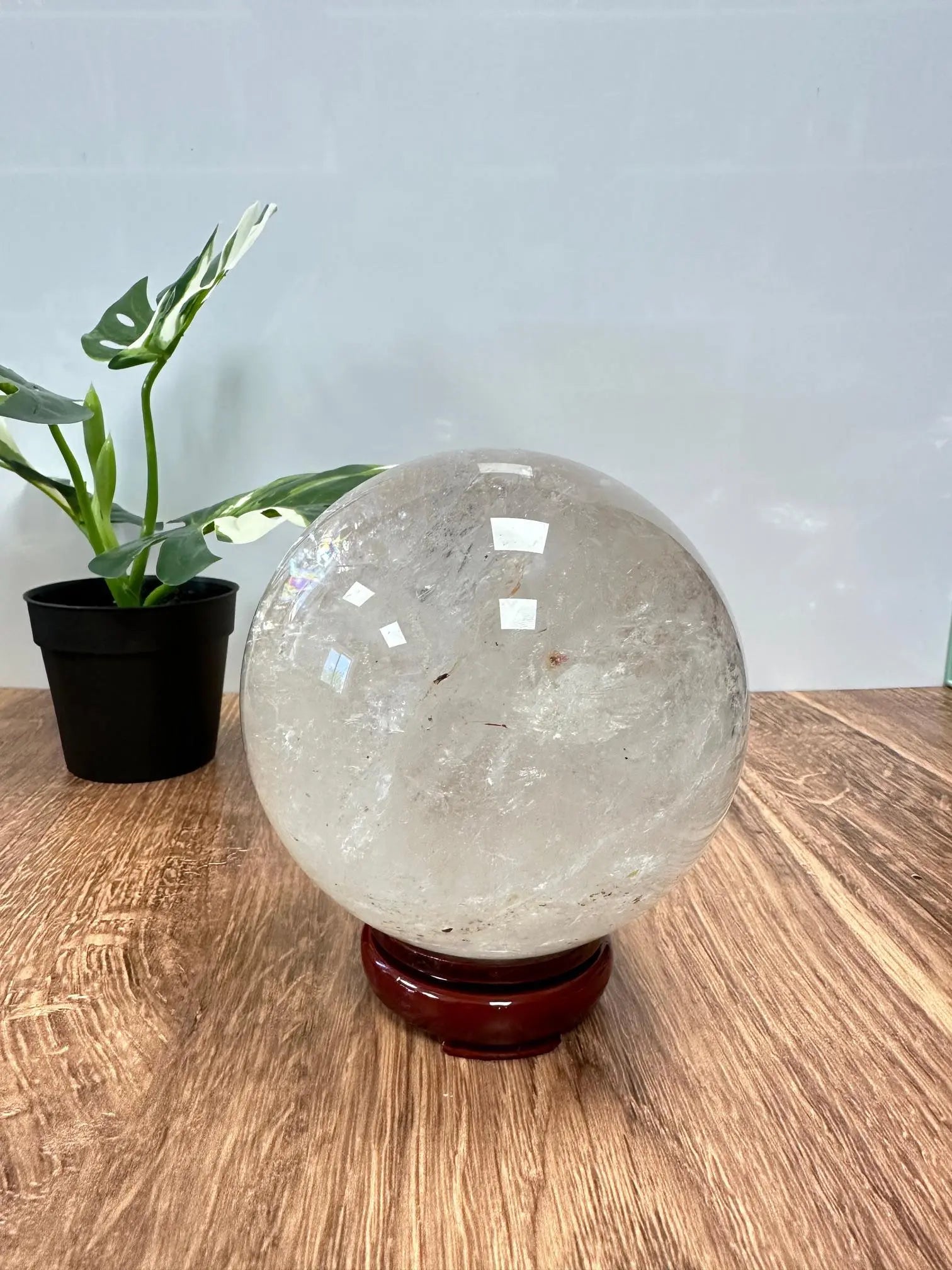 Large Clear Quartz Sphere with Rainbows 4.5 inches Oakriver Crystals