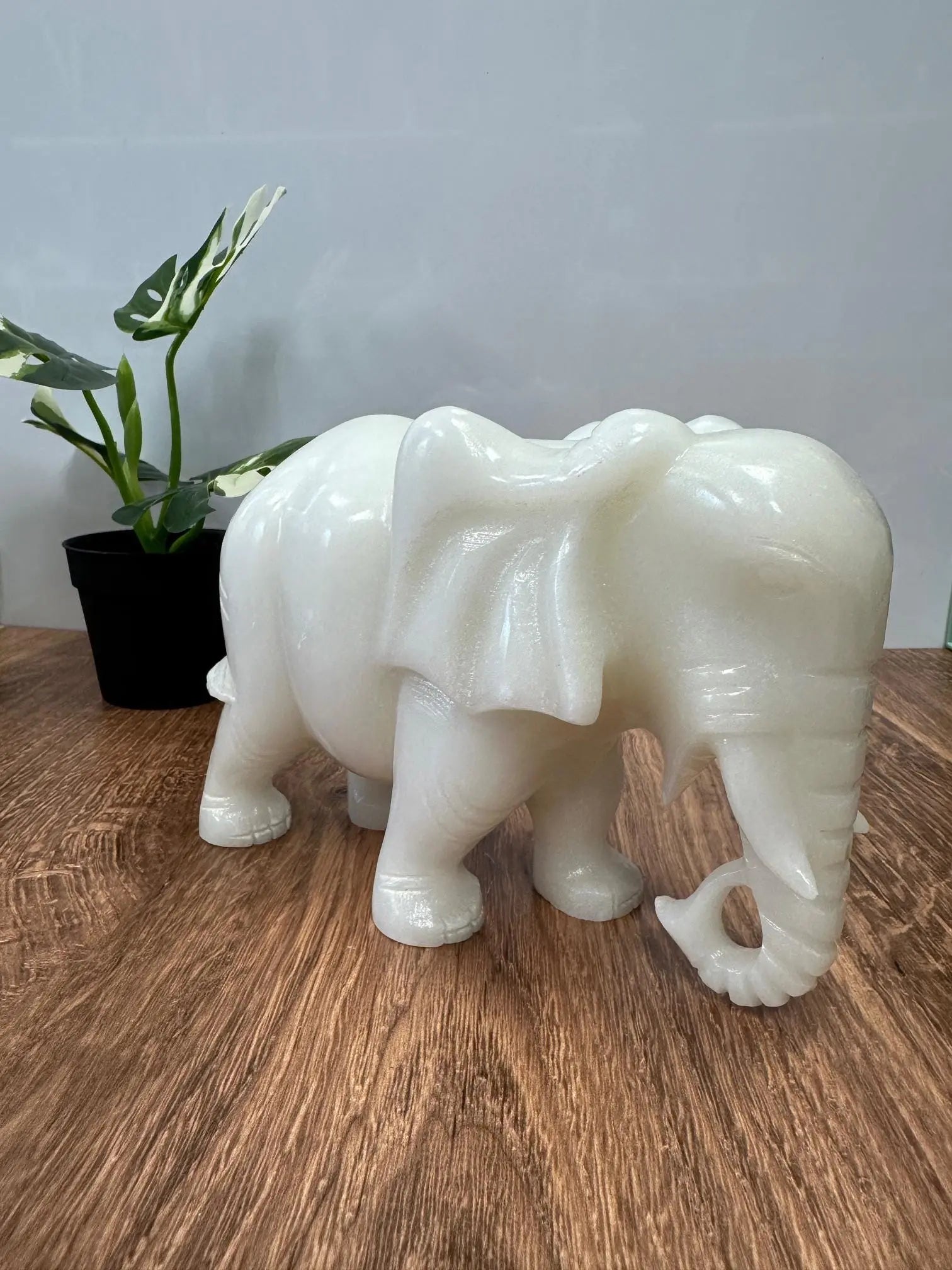 White Jade Elephant 5 inches tall 6lbs Oakriver Crystals