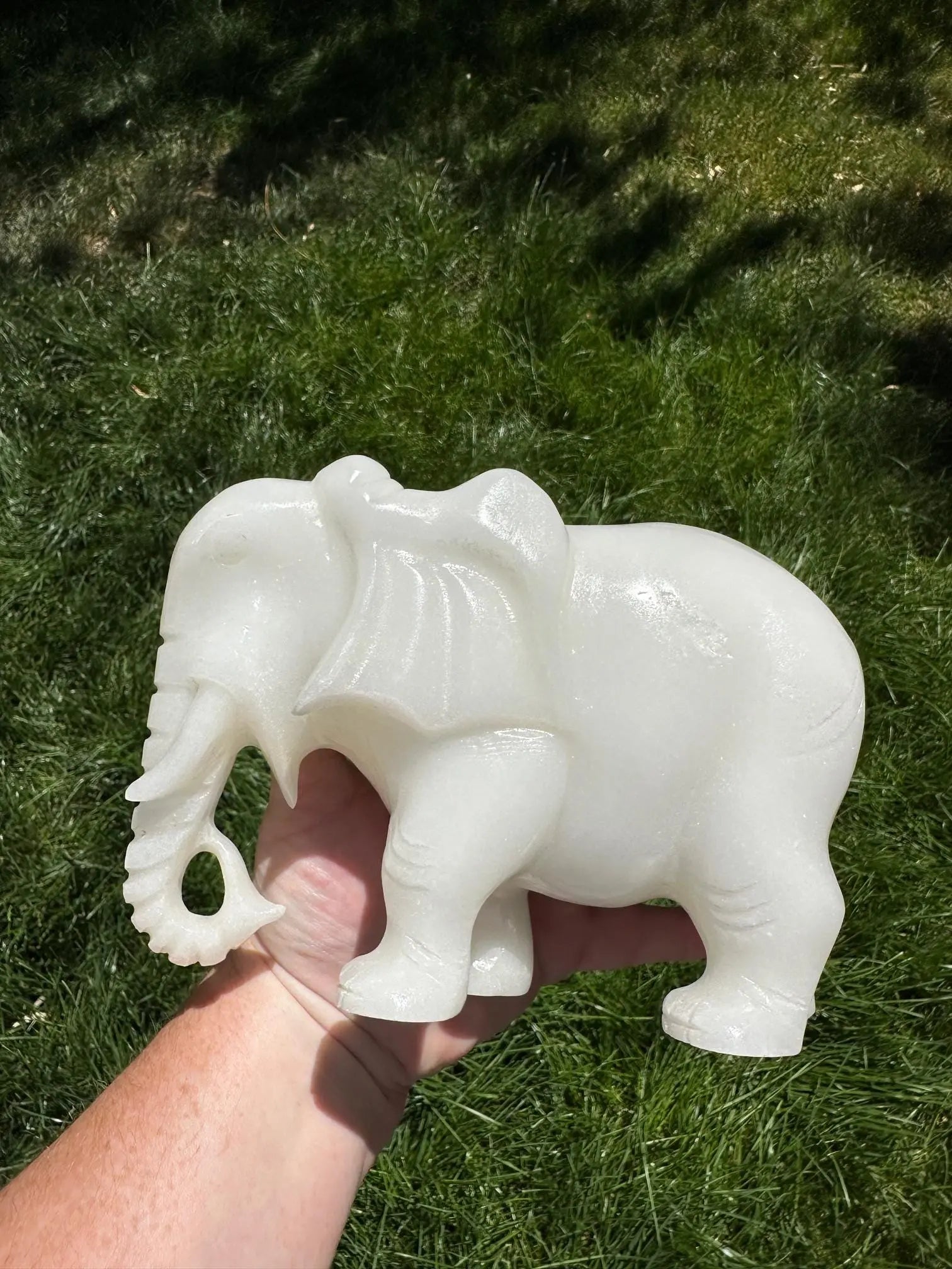 White Jade Elephant 5 inches tall 6lbs Oakriver Crystals