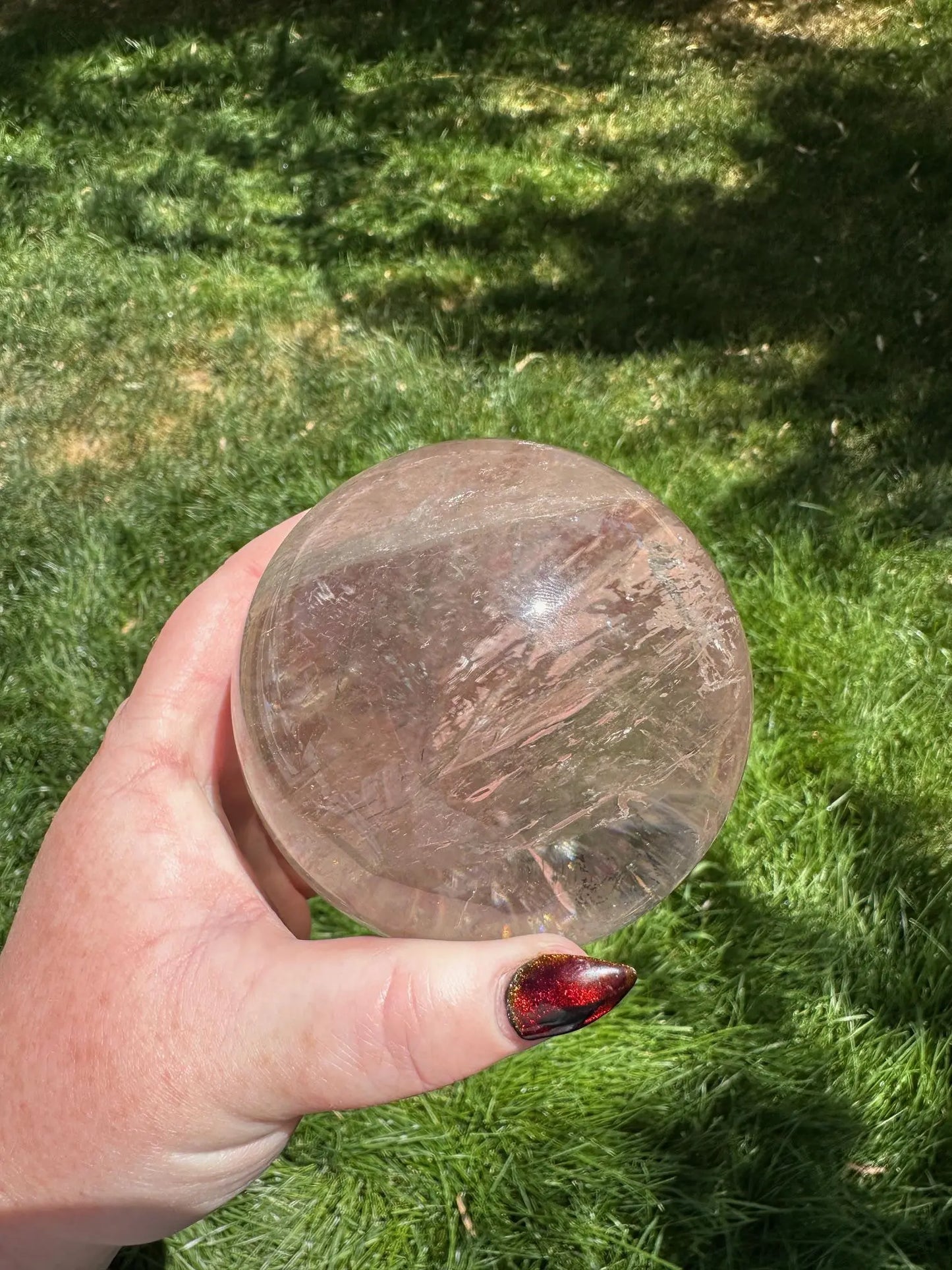 Large Clear Quartz Sphere with Rainbows 3.3 inches Oakriver Crystals