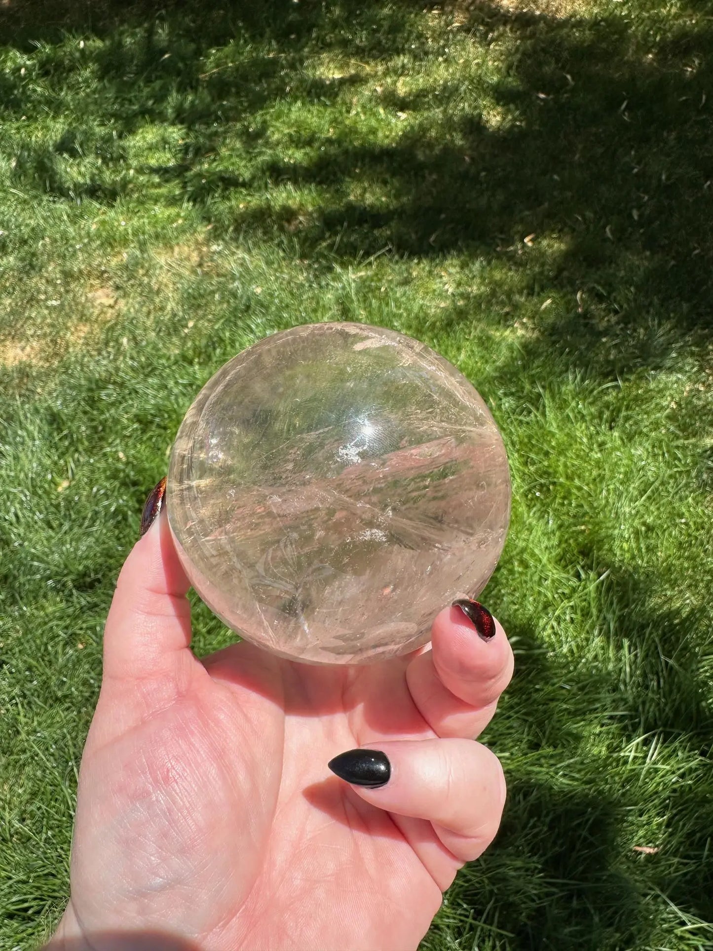 Large Clear Quartz Sphere with Rainbows 3.3 inches Oakriver Crystals