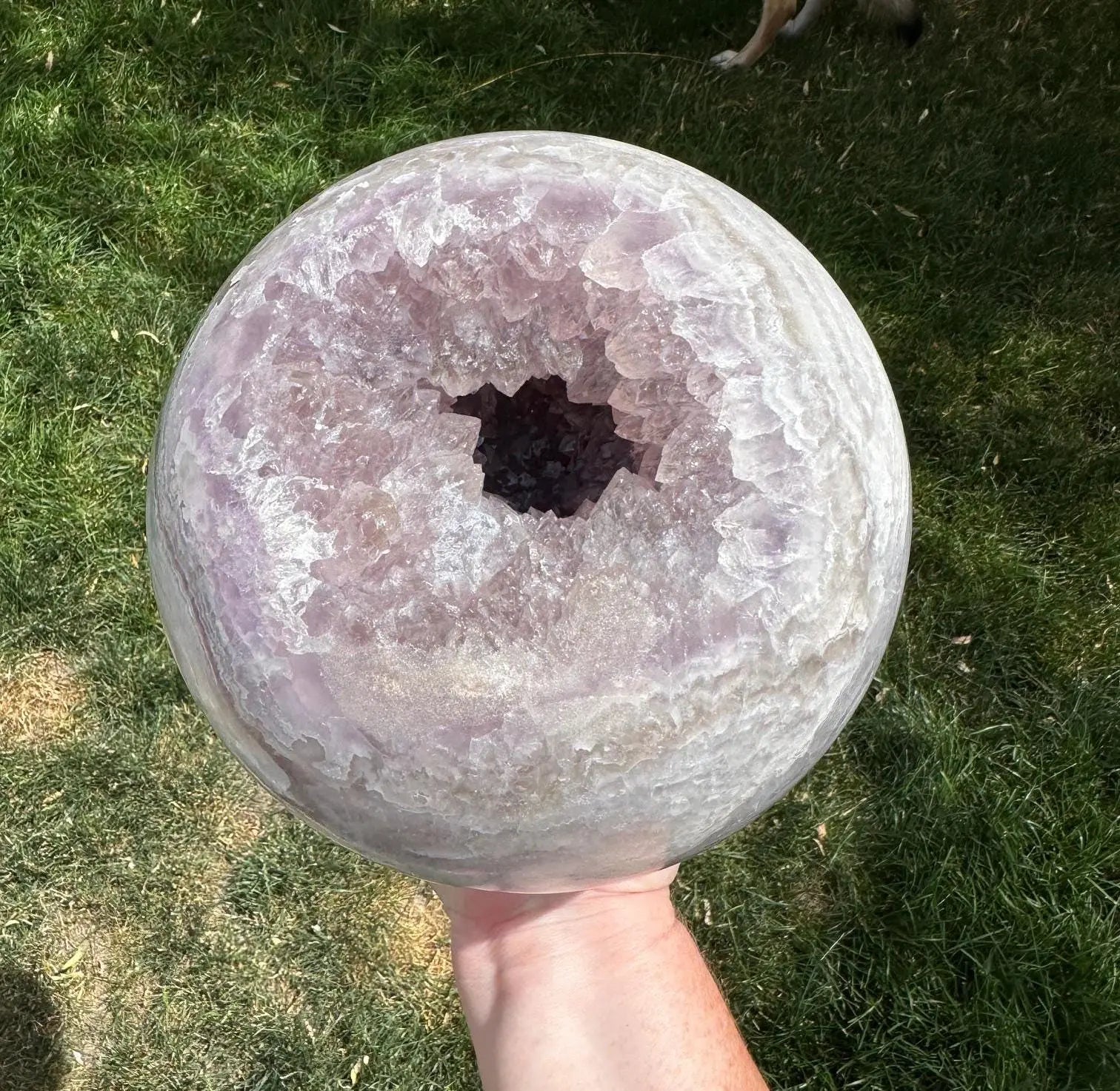 Massive Druzy Agate and Amethyst Sphere 21 lbs Oakriver Crystals