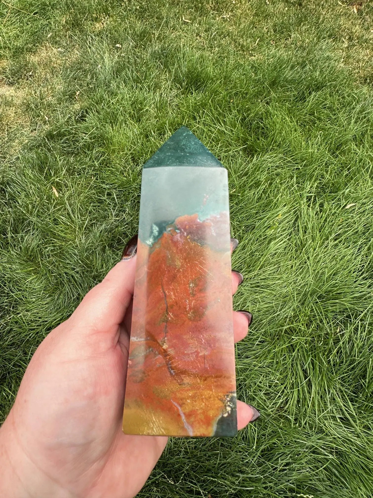 Ocean Jasper Tower 5.5 inches tall Oakriver Crystals