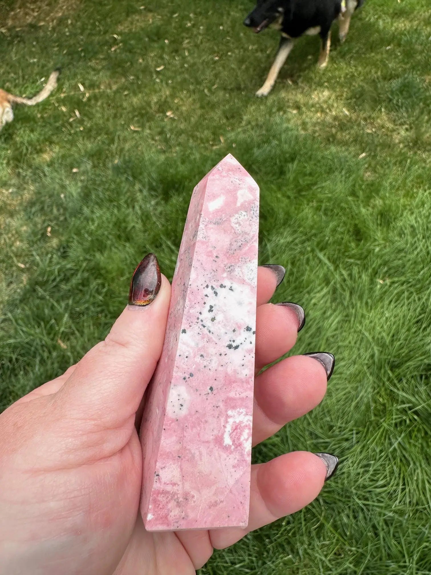 Peruvian Rhodonite Tower 4 inches Oakriver Crystals