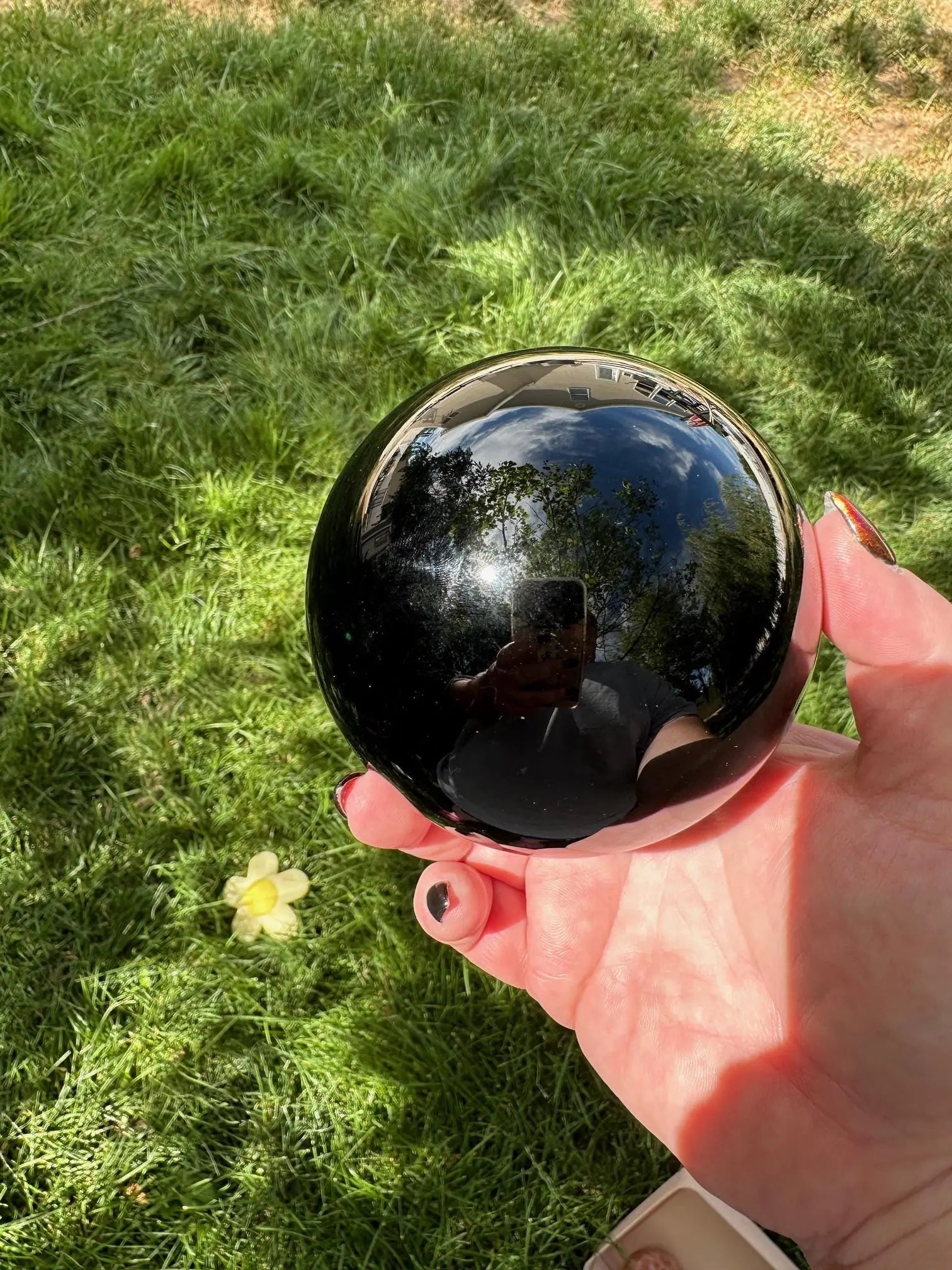 Large Obsidian sphere 2 + lbs Oakriver Crystals