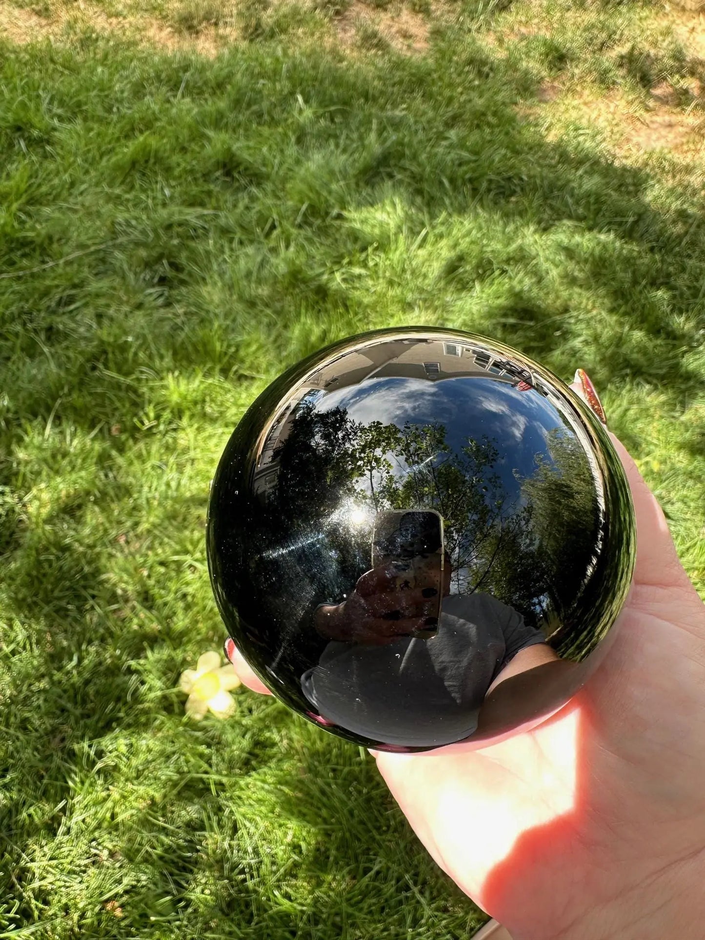 Large Obsidian sphere 2 + lbs Oakriver Crystals