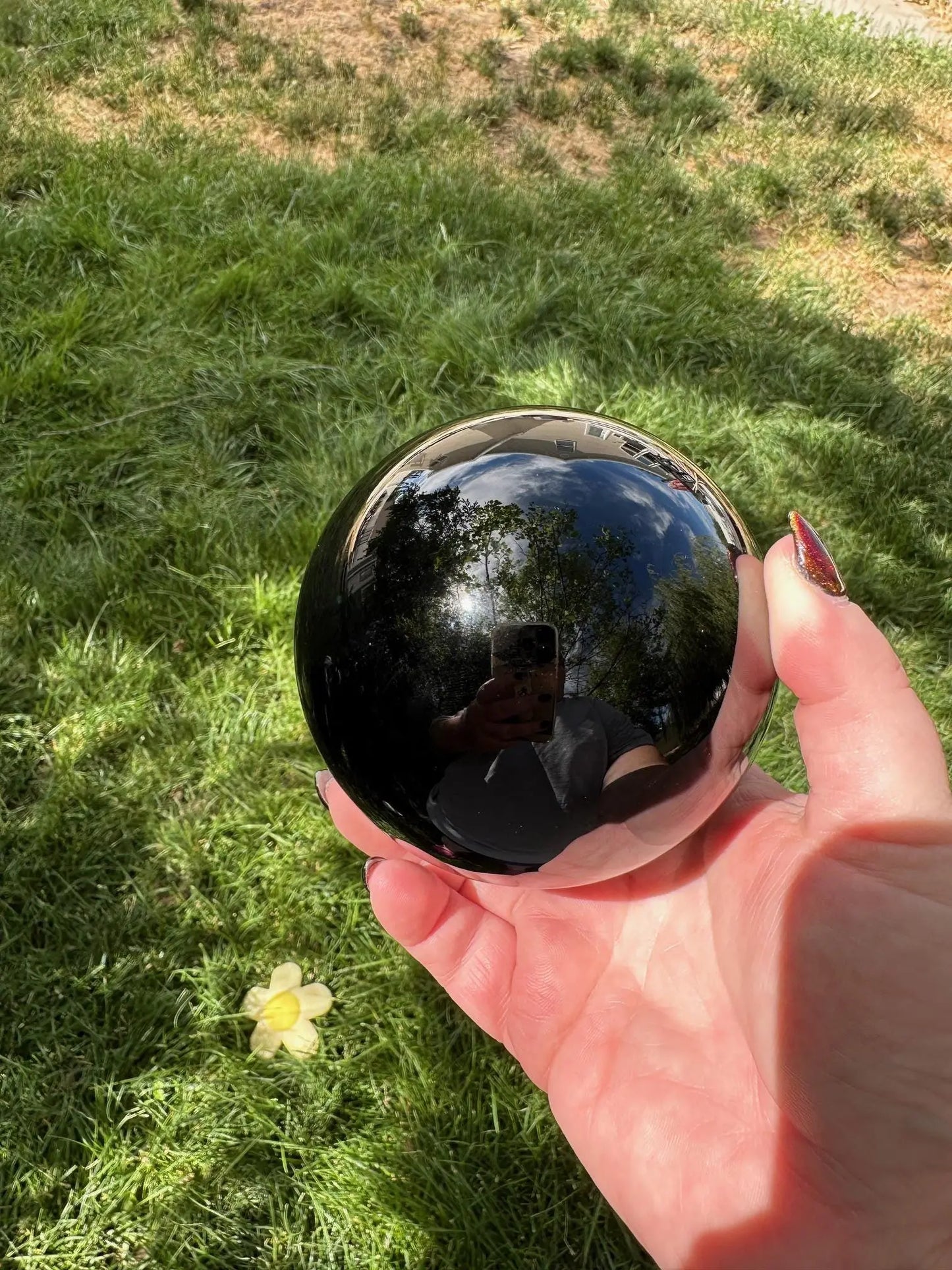 Large Obsidian sphere 2 + lbs Oakriver Crystals