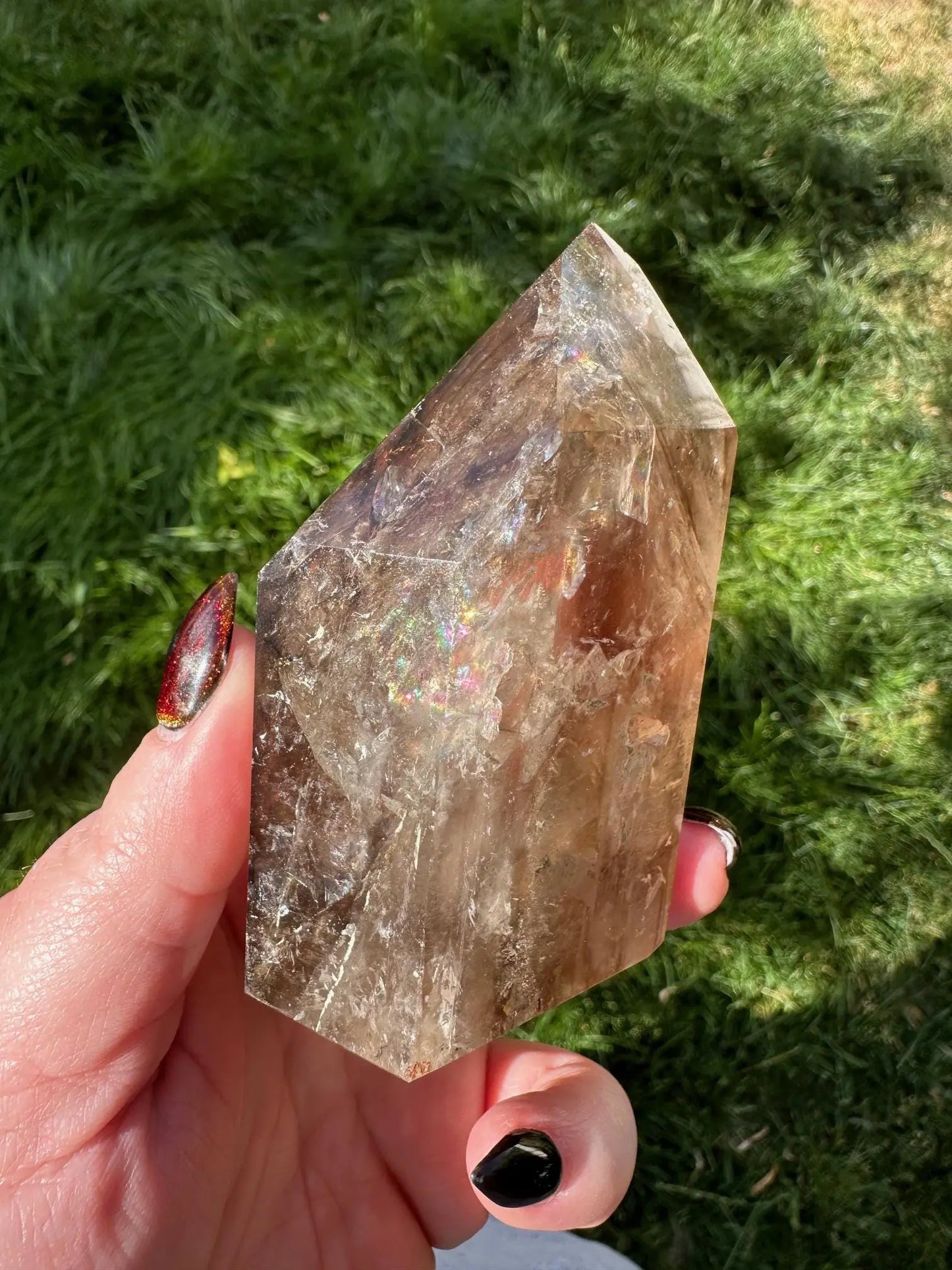 Smoky Elestial Quartz With Rainbows OakrivercrystalsCo