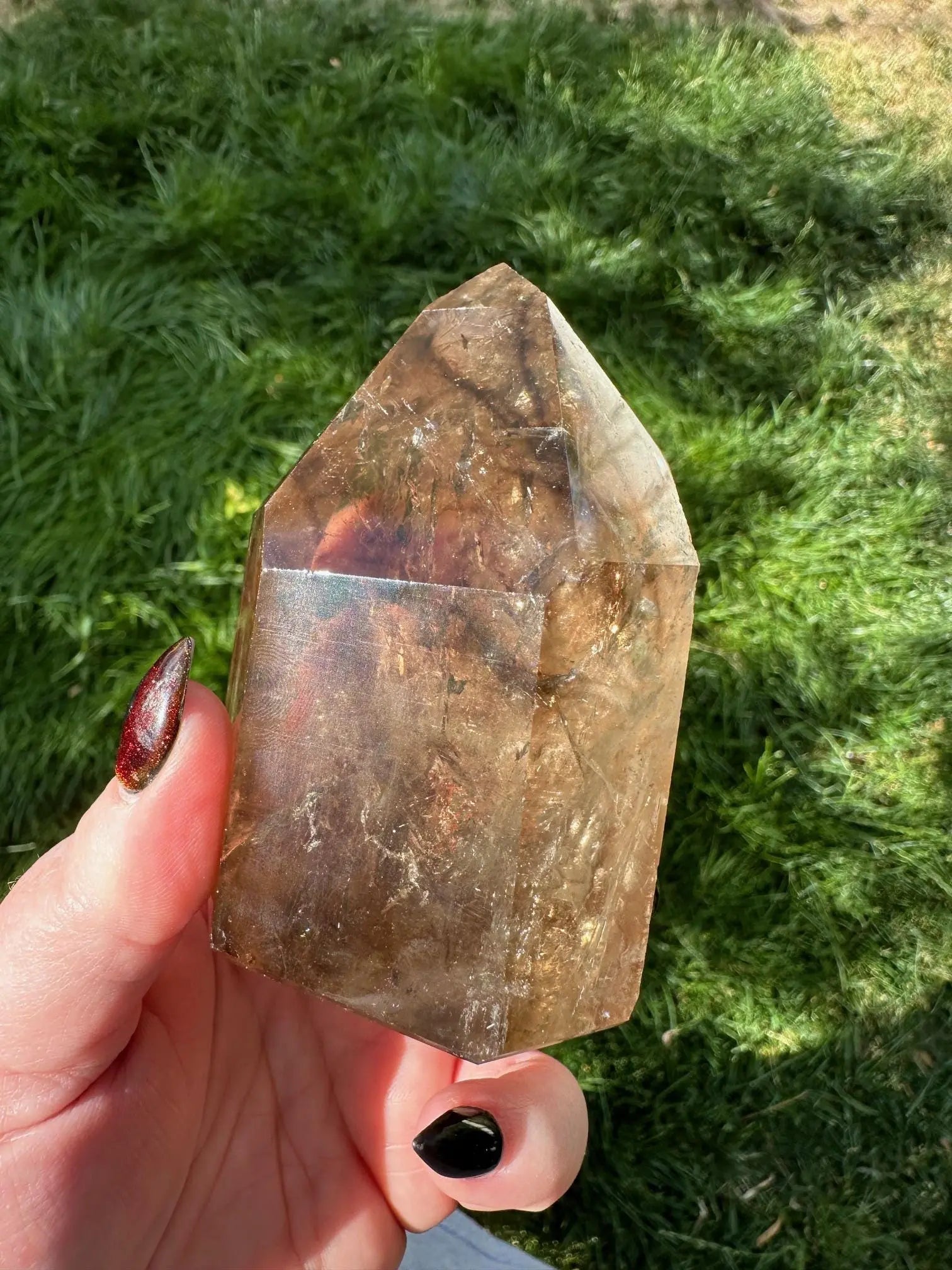 Smoky Elestial Quartz With Rainbows OakrivercrystalsCo