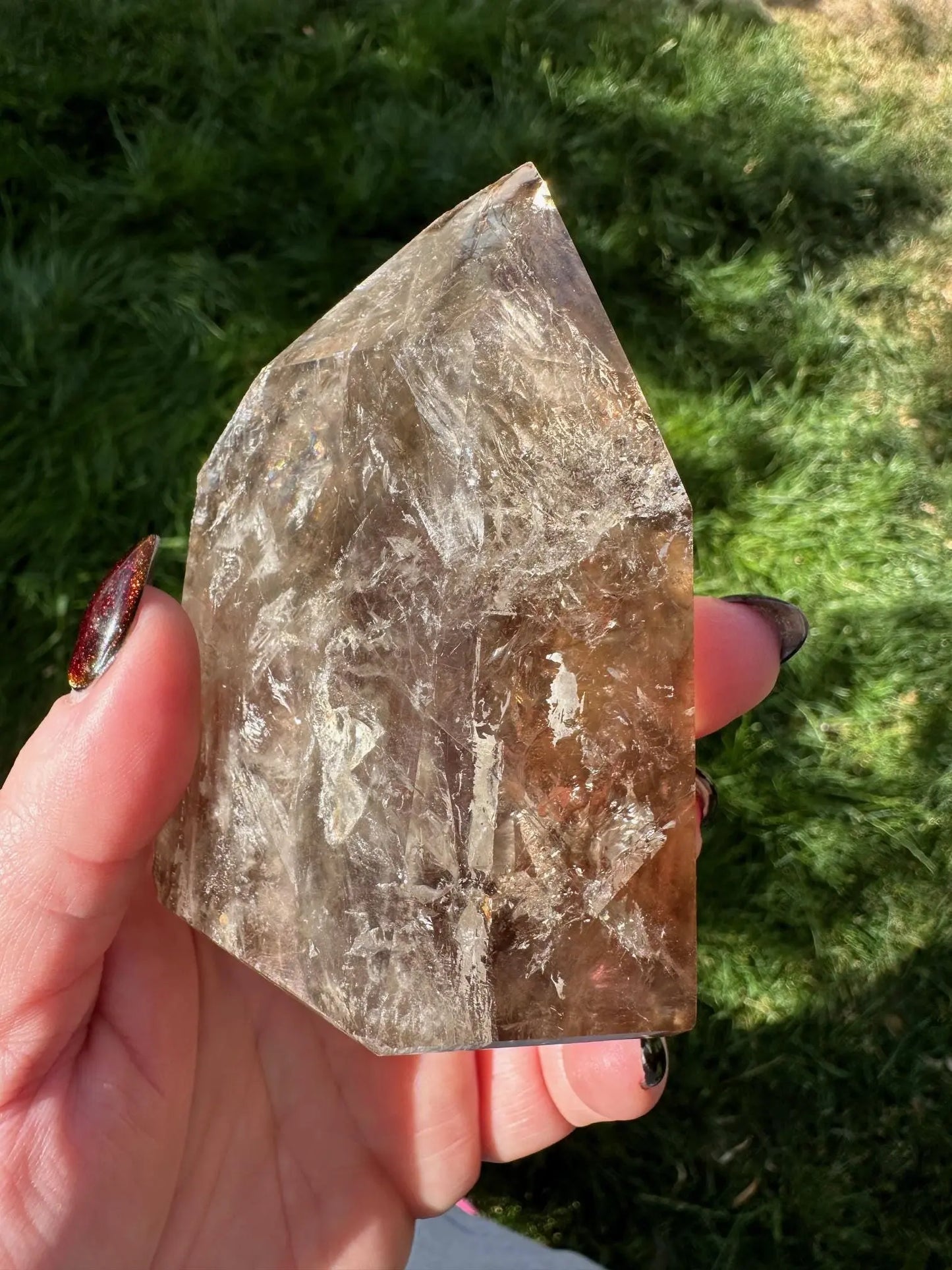 Smoky Elestial Quartz With Rainbows OakrivercrystalsCo