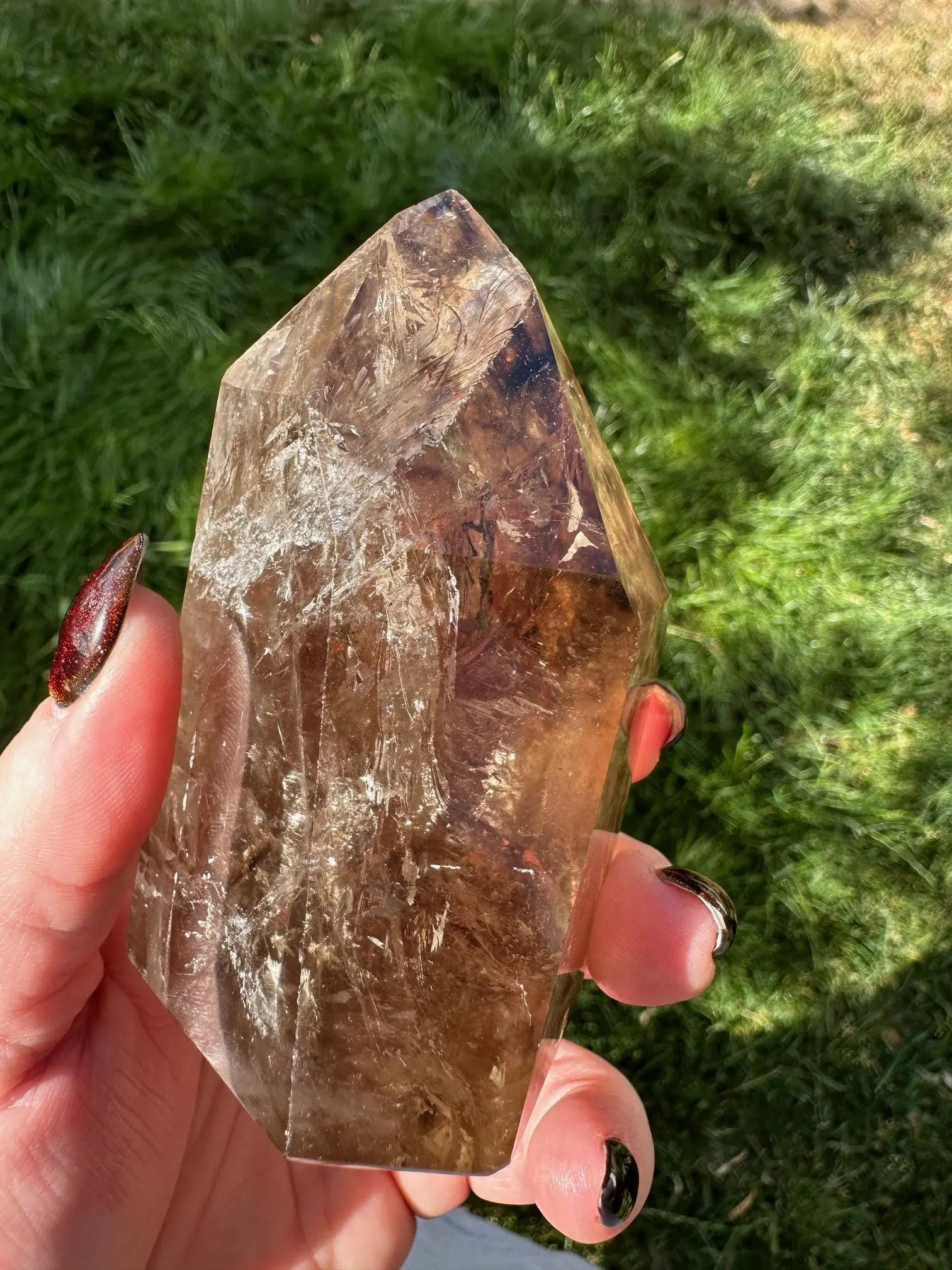 Smoky Elestial Quartz With Rainbows OakrivercrystalsCo