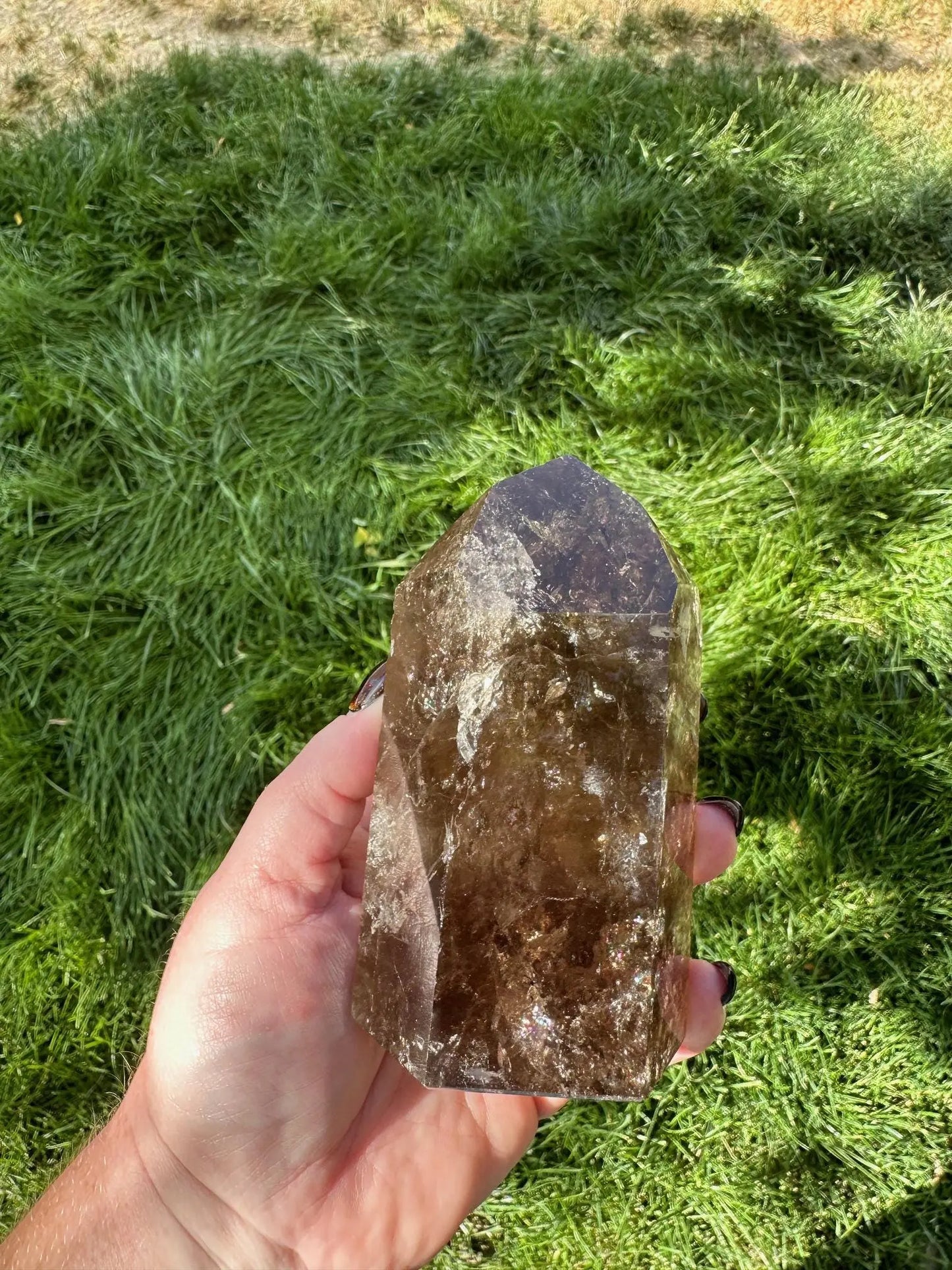 Smoky Quartz Brazilian Tower with Rainbows OakrivercrystalsCo