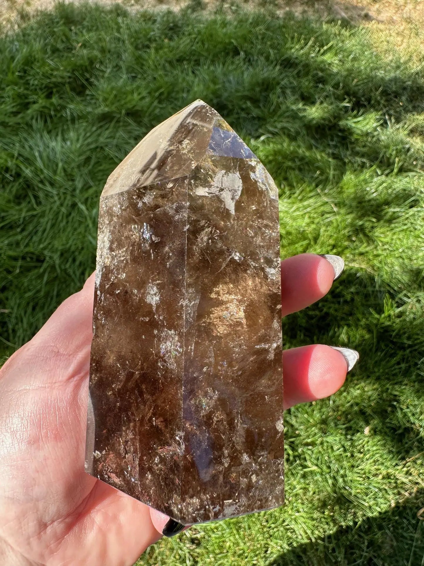 Smoky Quartz Brazilian Tower with Rainbows OakrivercrystalsCo