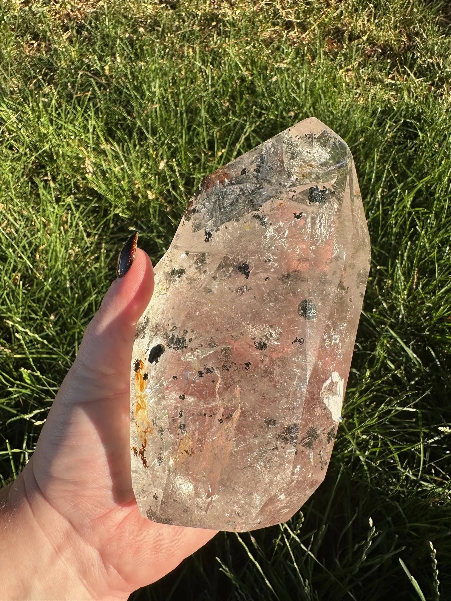 Rutilated Clear Quartz with Chlorite and Iron Freeform Oakriver Crystals