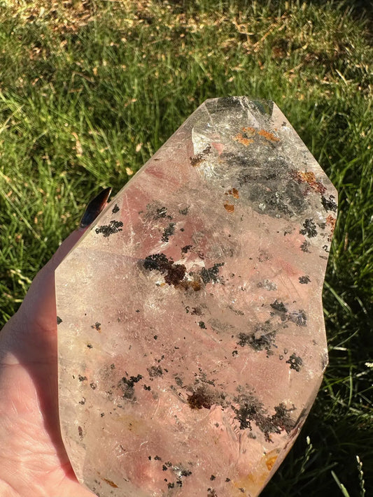 Rutilated Clear Quartz with Chlorite and Iron Freeform Oakriver Crystals