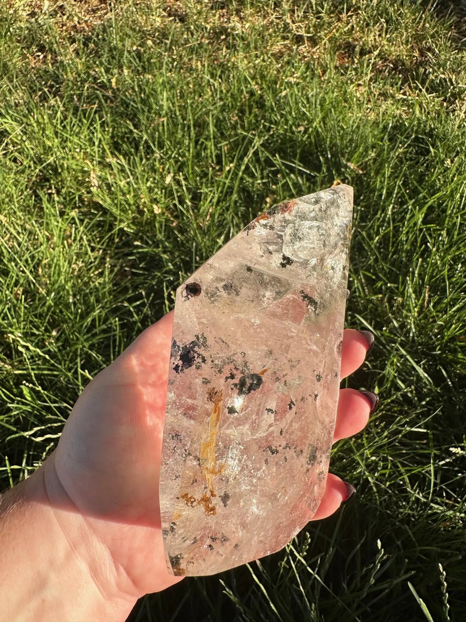 Rutilated Clear Quartz with Chlorite and Iron Freeform Oakriver Crystals