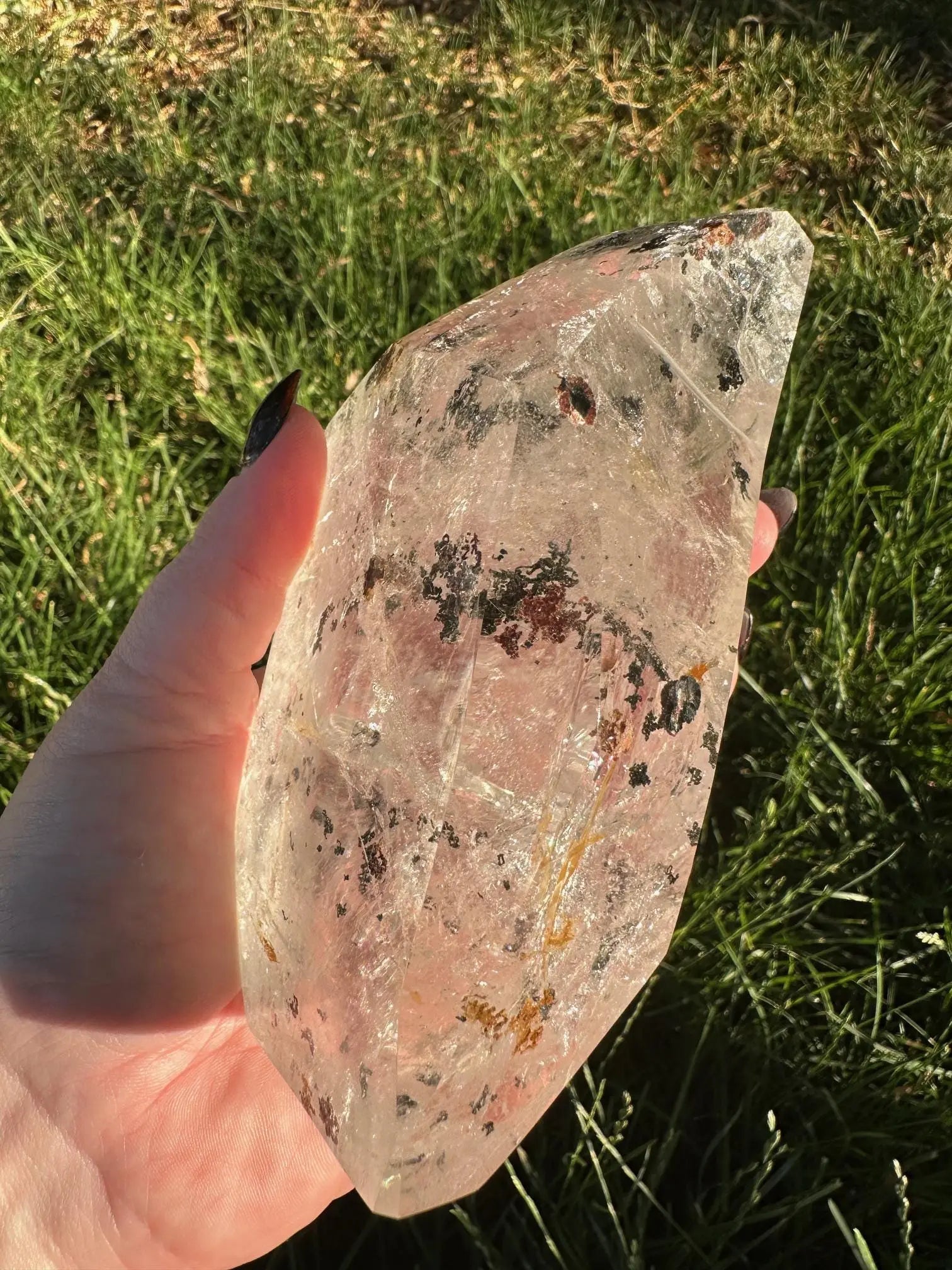 Rutilated Clear Quartz with Chlorite and Iron Freeform Oakriver Crystals