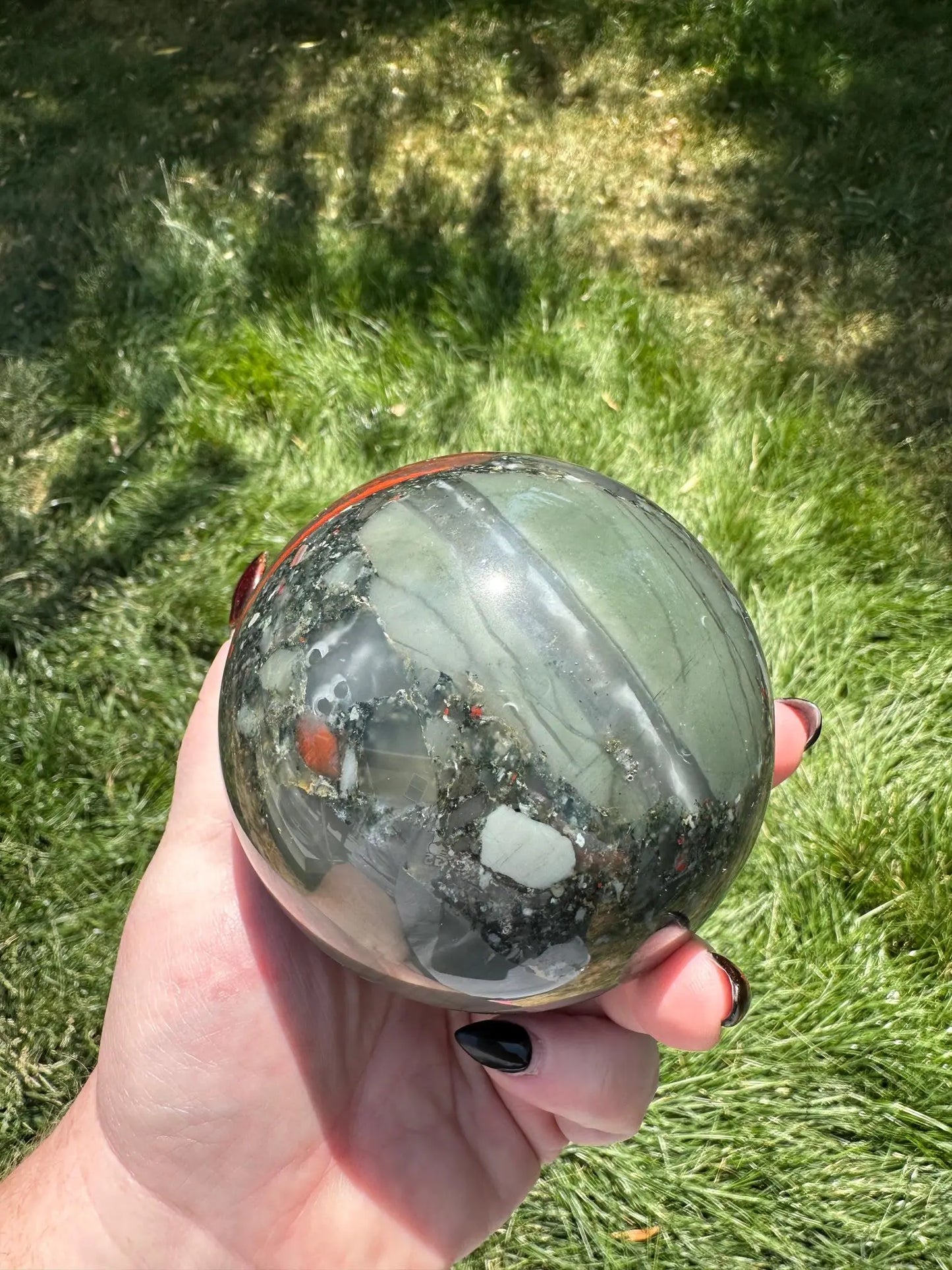 African Bloodstone Sphere 3.5 inch diameter Oakriver Crystals