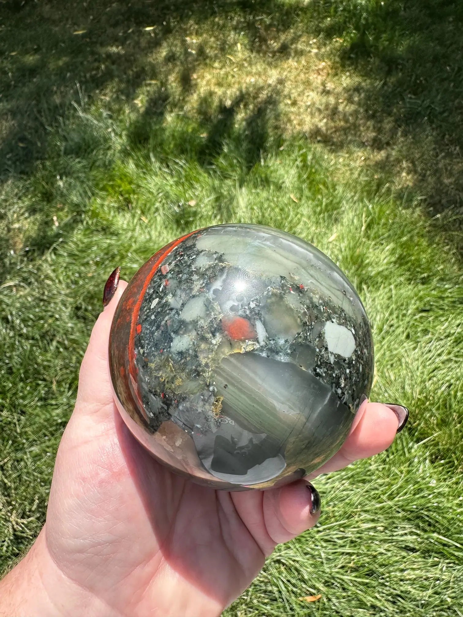 African Bloodstone Sphere 3.5 inch diameter Oakriver Crystals