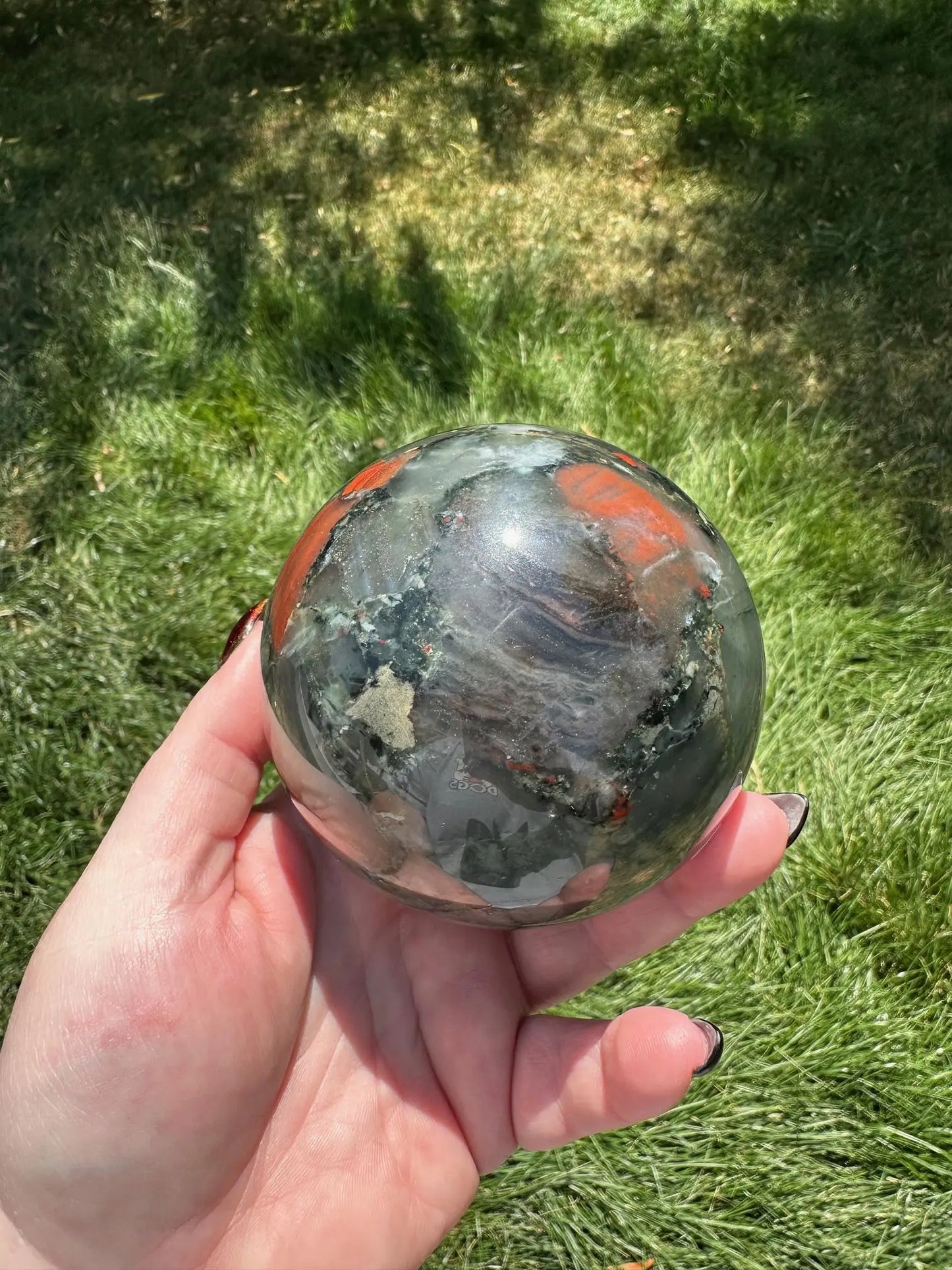 African Bloodstone Sphere 3.5 inch diameter Oakriver Crystals