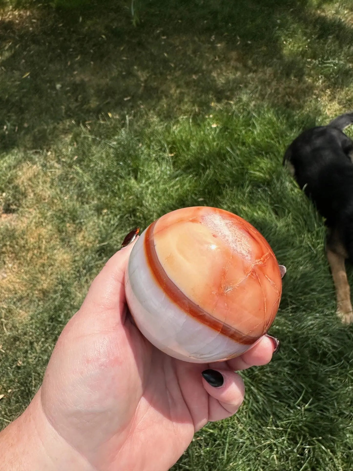 Carnelian sphere Vibrant red and Orange 3.12 inches #3 Oakriver Crystals