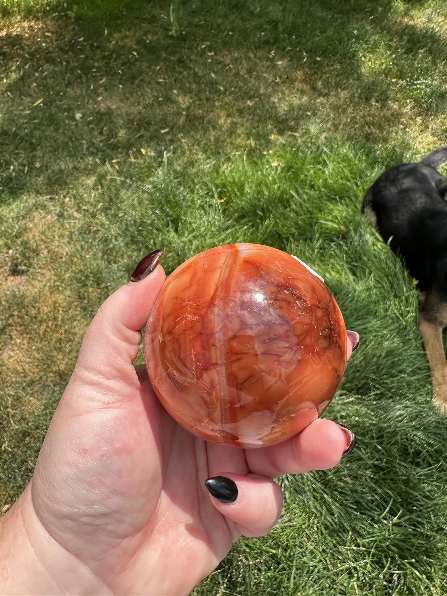 Carnelian sphere Vibrant red and Orange 3.12 inches #3 Oakriver Crystals