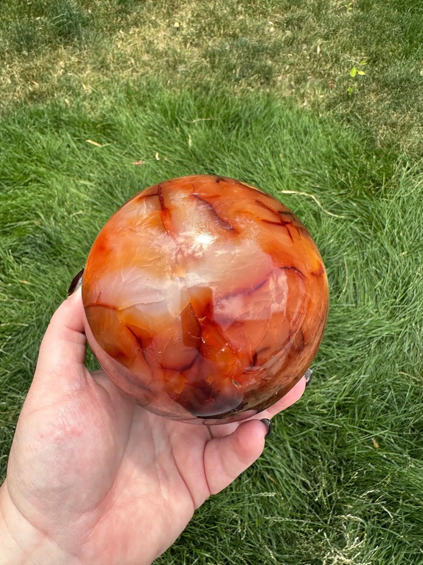 Carnelian sphere Vibrant red and Orange 4.4 inches 4+ lbs #1 Oakriver Crystals