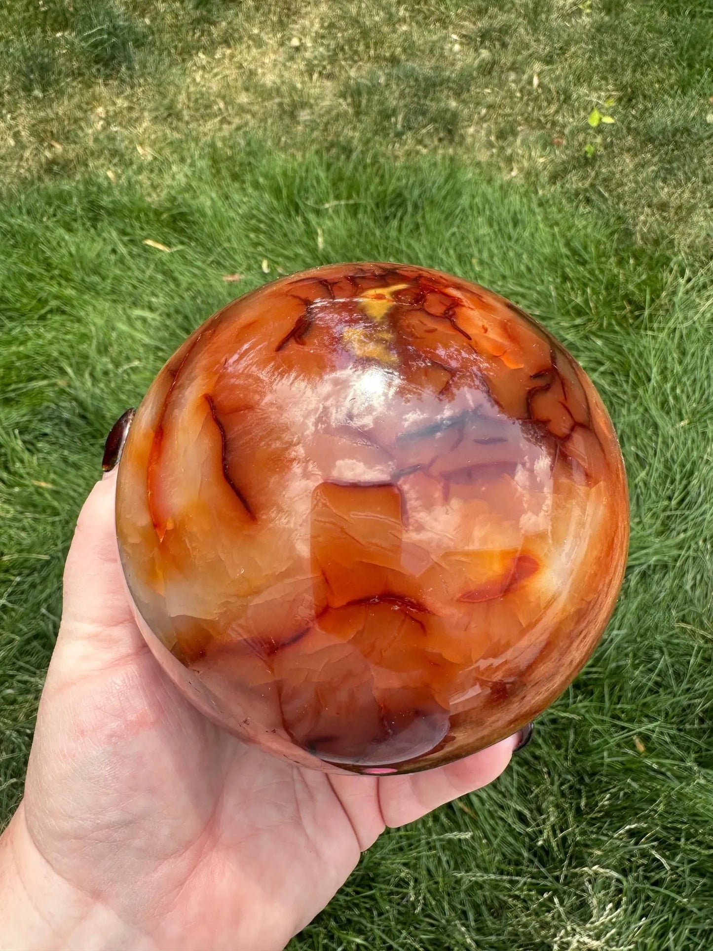 Carnelian sphere Vibrant red and Orange 4.4 inches 4+ lbs #1 Oakriver Crystals