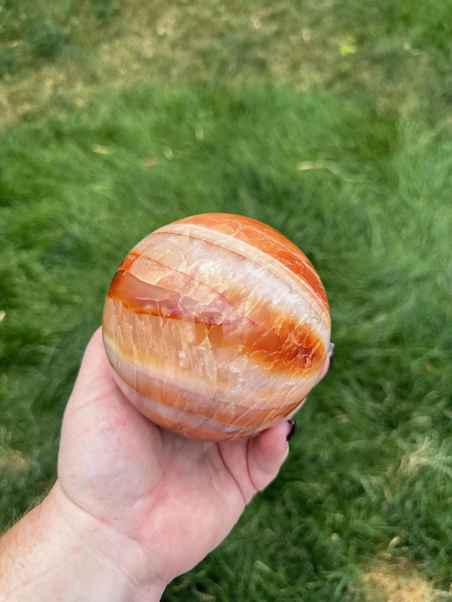 Carnelian sphere Vibrant red and Orange 3.9 inches #2 Oakriver Crystals