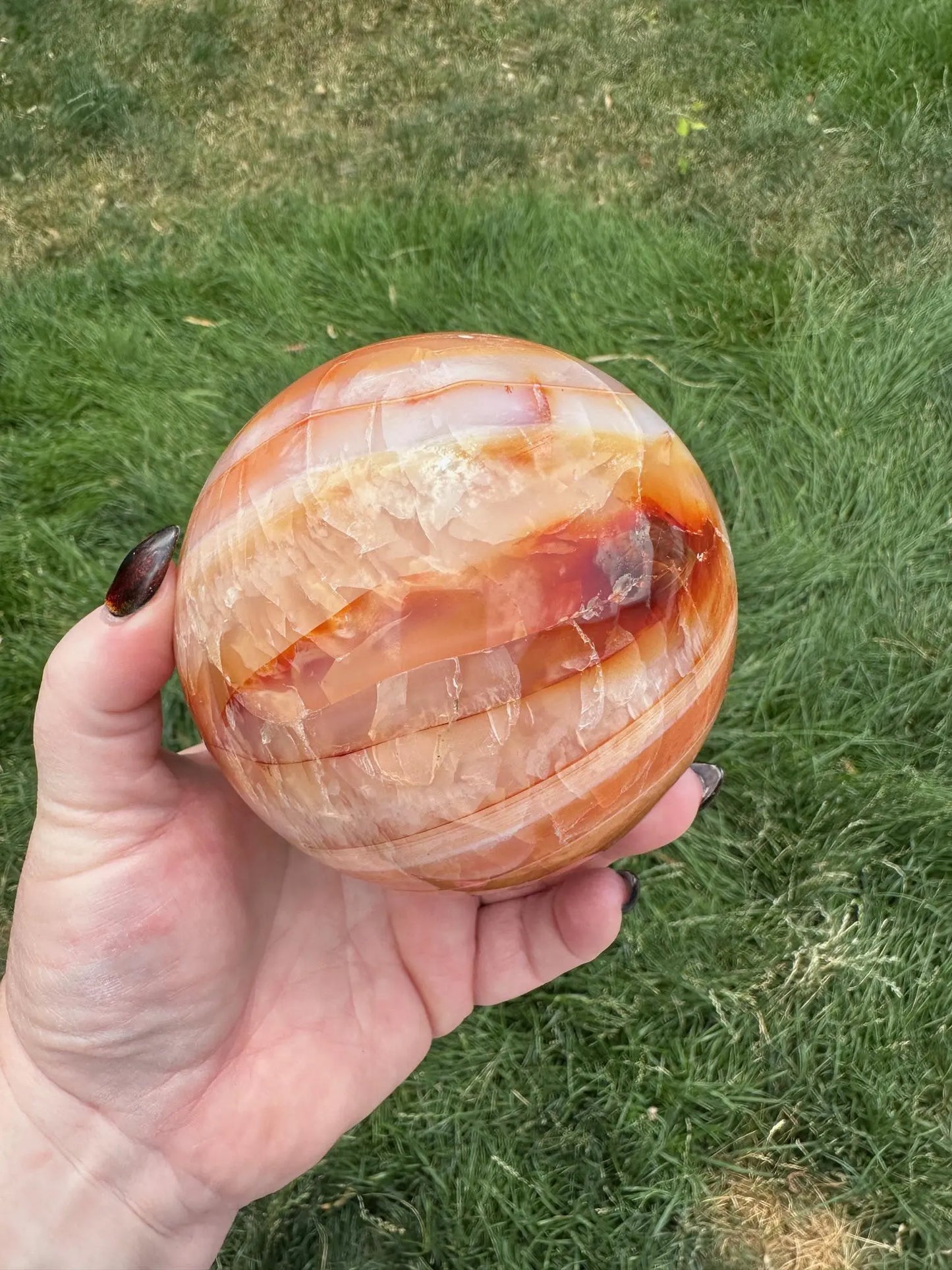 Carnelian sphere Vibrant red and Orange 3.9 inches #2 Oakriver Crystals