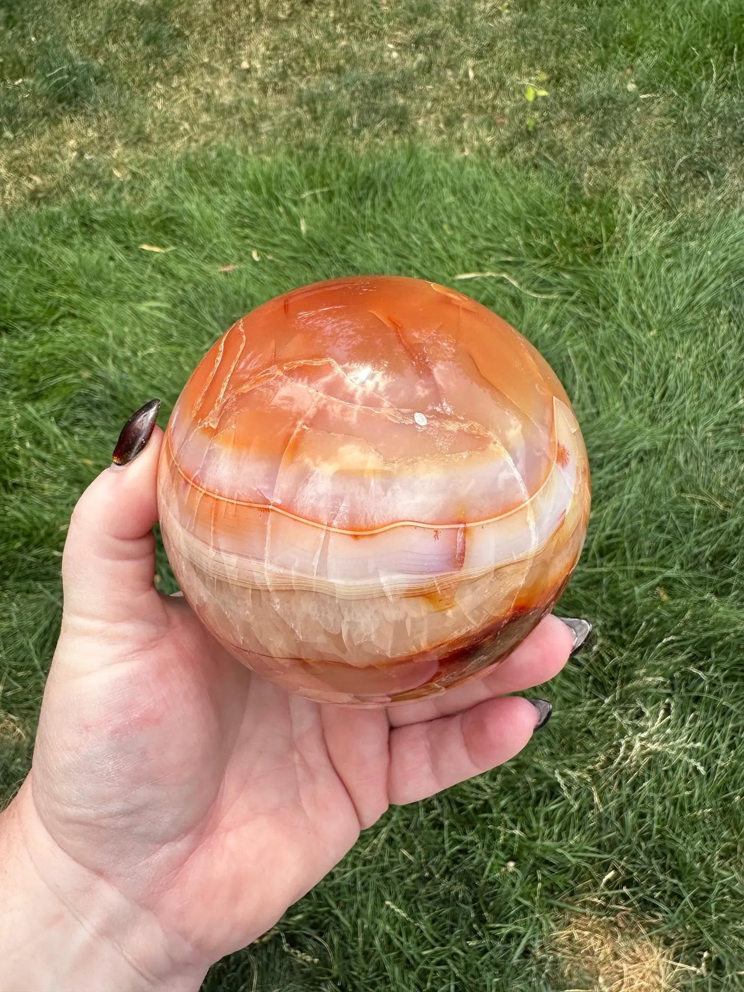 Carnelian sphere Vibrant red and Orange 3.9 inches #2 Oakriver Crystals