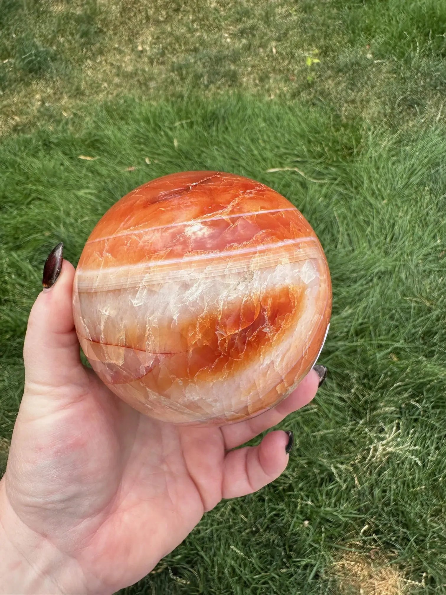 Carnelian sphere Vibrant red and Orange 3.9 inches #2 Oakriver Crystals