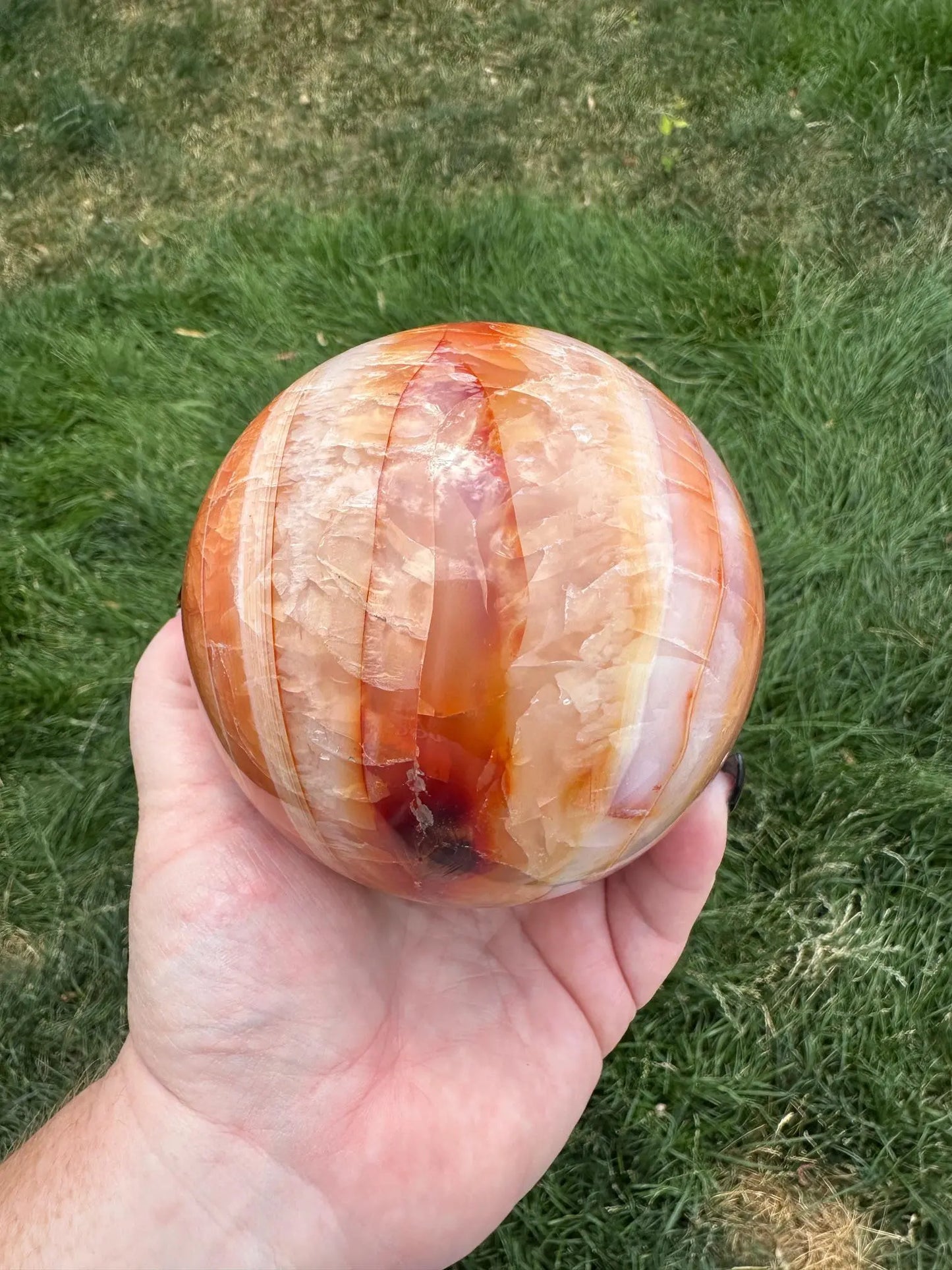 Carnelian sphere Vibrant red and Orange 3.9 inches #2 Oakriver Crystals