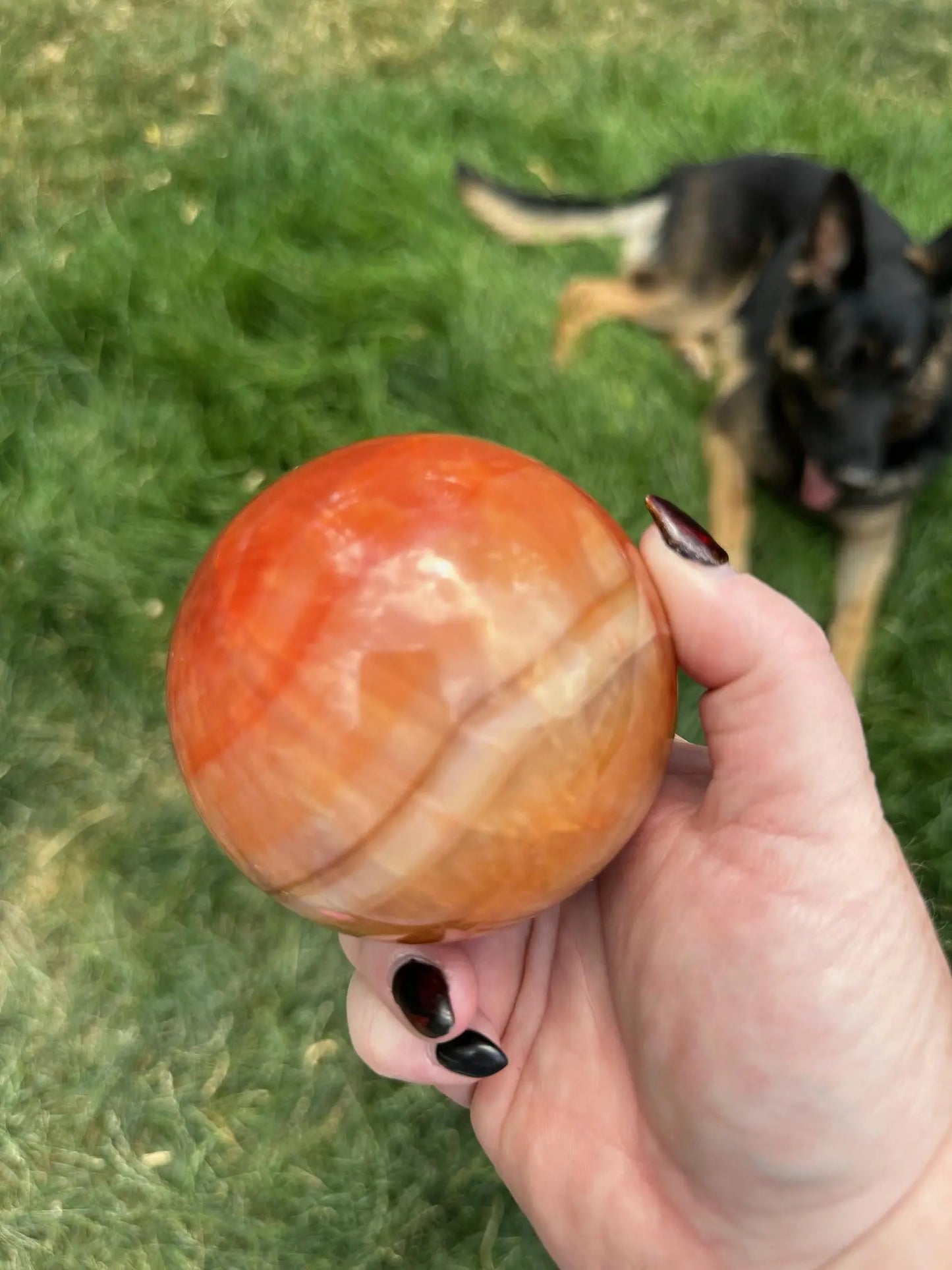 Carnelian sphere Vibrant red and Orange 3.2 inches #6 Oakriver Crystals