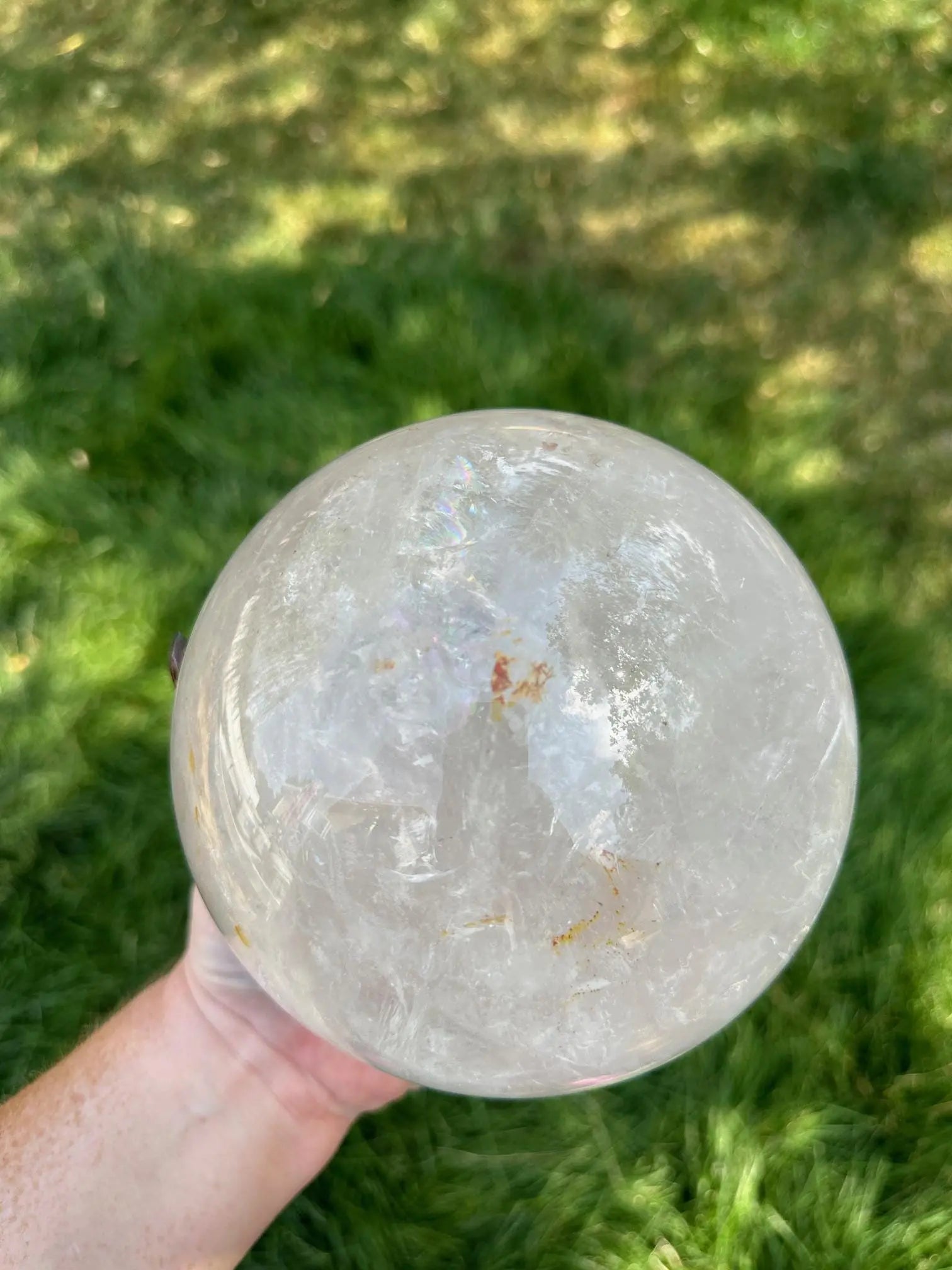 Huge Clear Quartz Sphere with Rainbows 11+ lbs 5.6 inch Oakriver Crystals