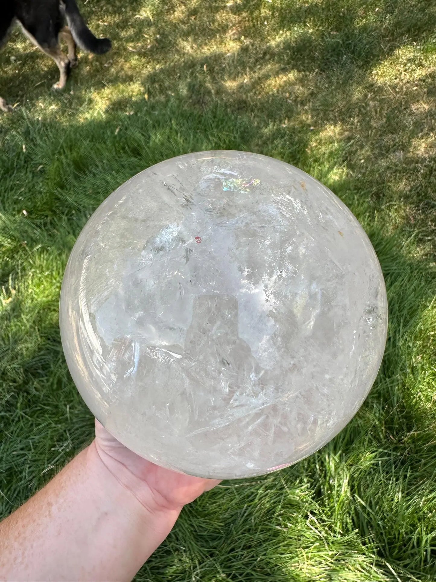 Huge Clear Quartz Sphere with Rainbows 11+ lbs 5.6 inch Oakriver Crystals