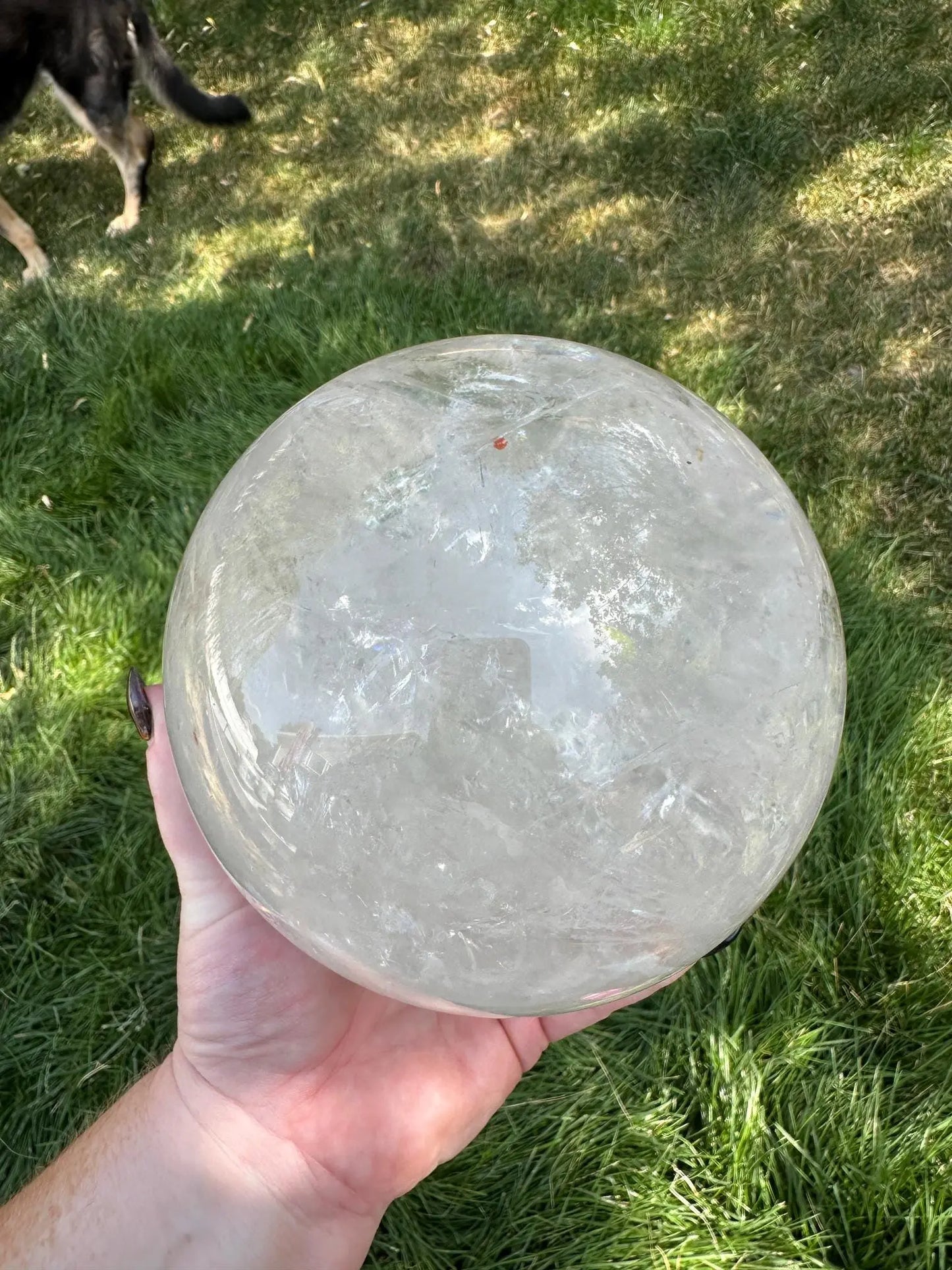 Huge Clear Quartz Sphere with Rainbows 11+ lbs 5.6 inch Oakriver Crystals