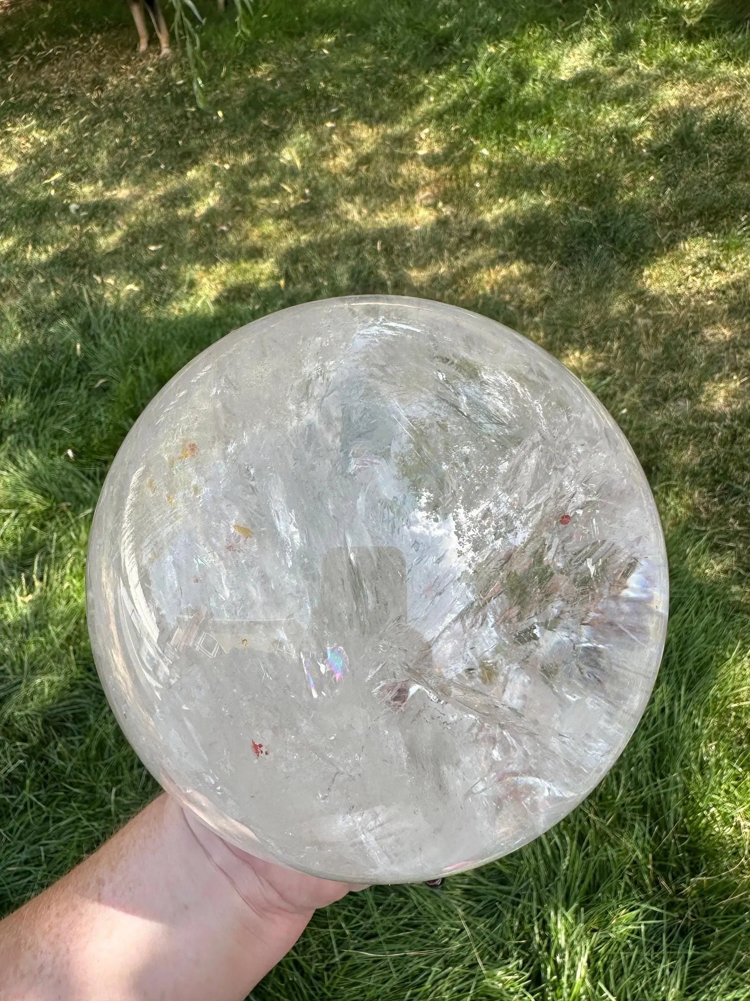 Huge Clear Quartz Sphere with Rainbows 11+ lbs 5.6 inch Oakriver Crystals