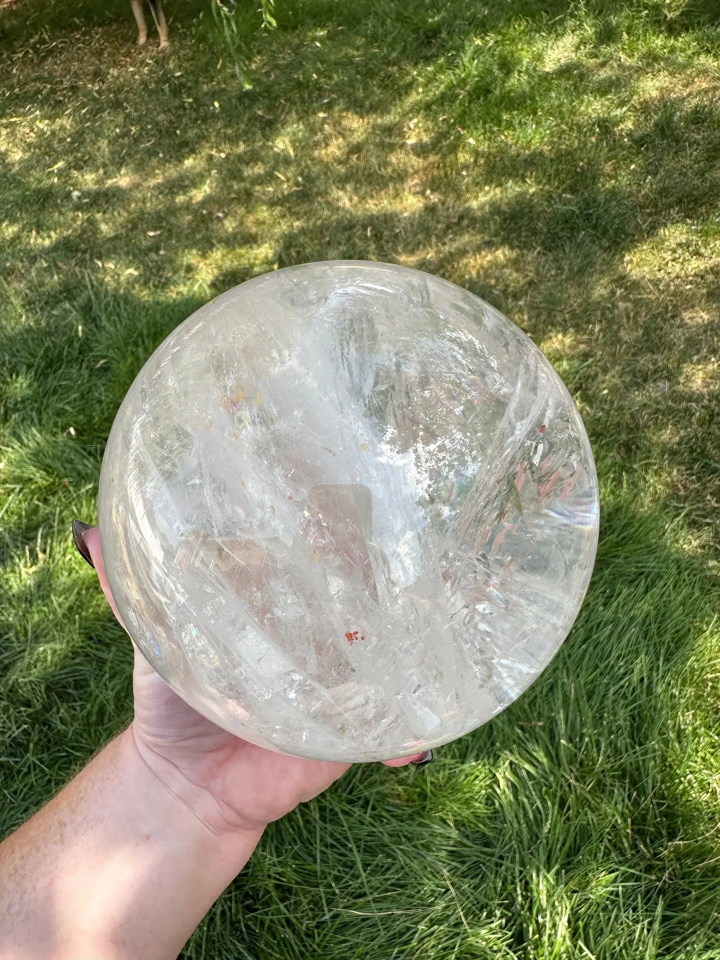 Huge Clear Quartz Sphere with Rainbows 11+ lbs 5.6 inch Oakriver Crystals