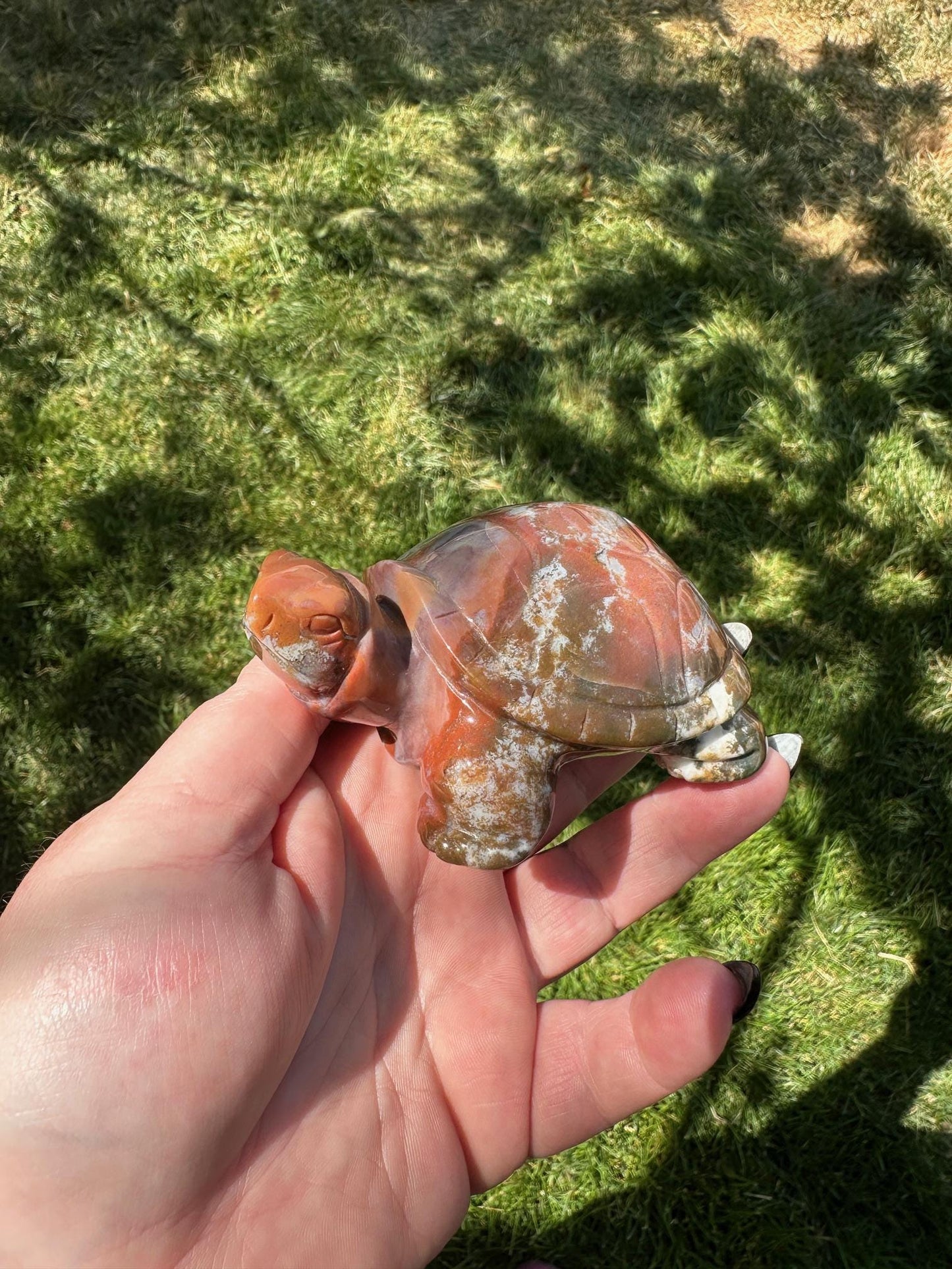 Ocean Jasper Turtle, Unique Crystal Sculpture