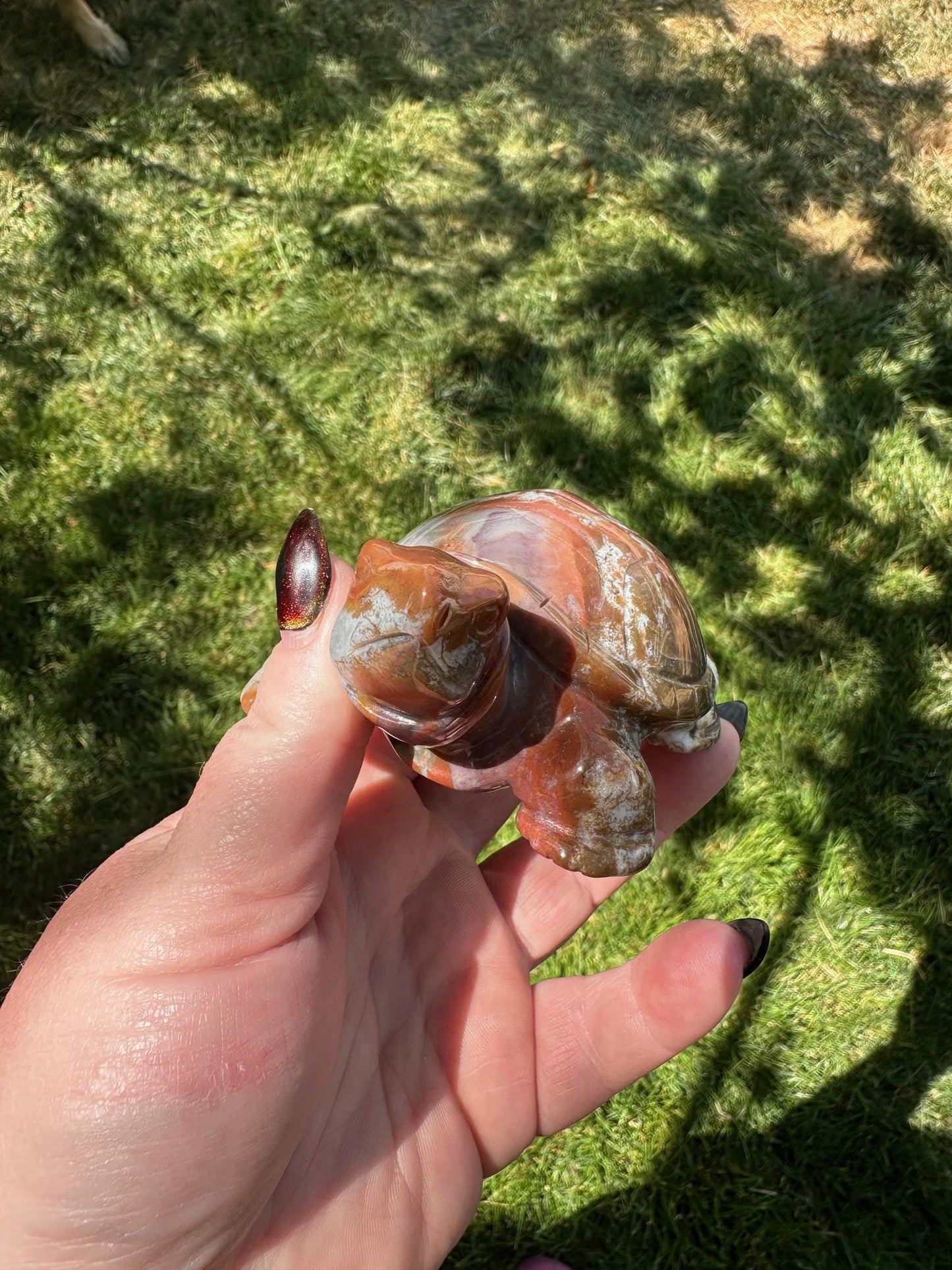 Ocean Jasper Turtle, Unique Crystal Sculpture