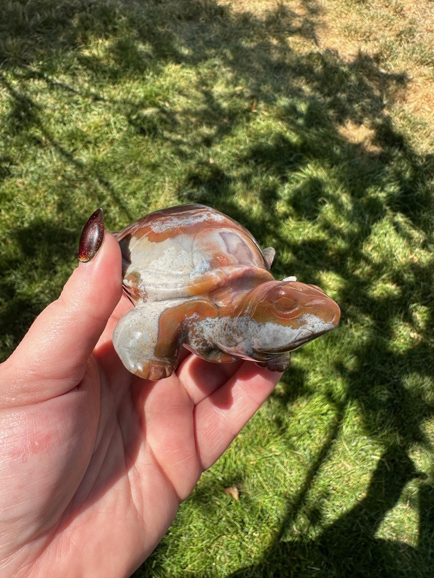 Ocean Jasper Turtle, Unique Crystal Sculpture