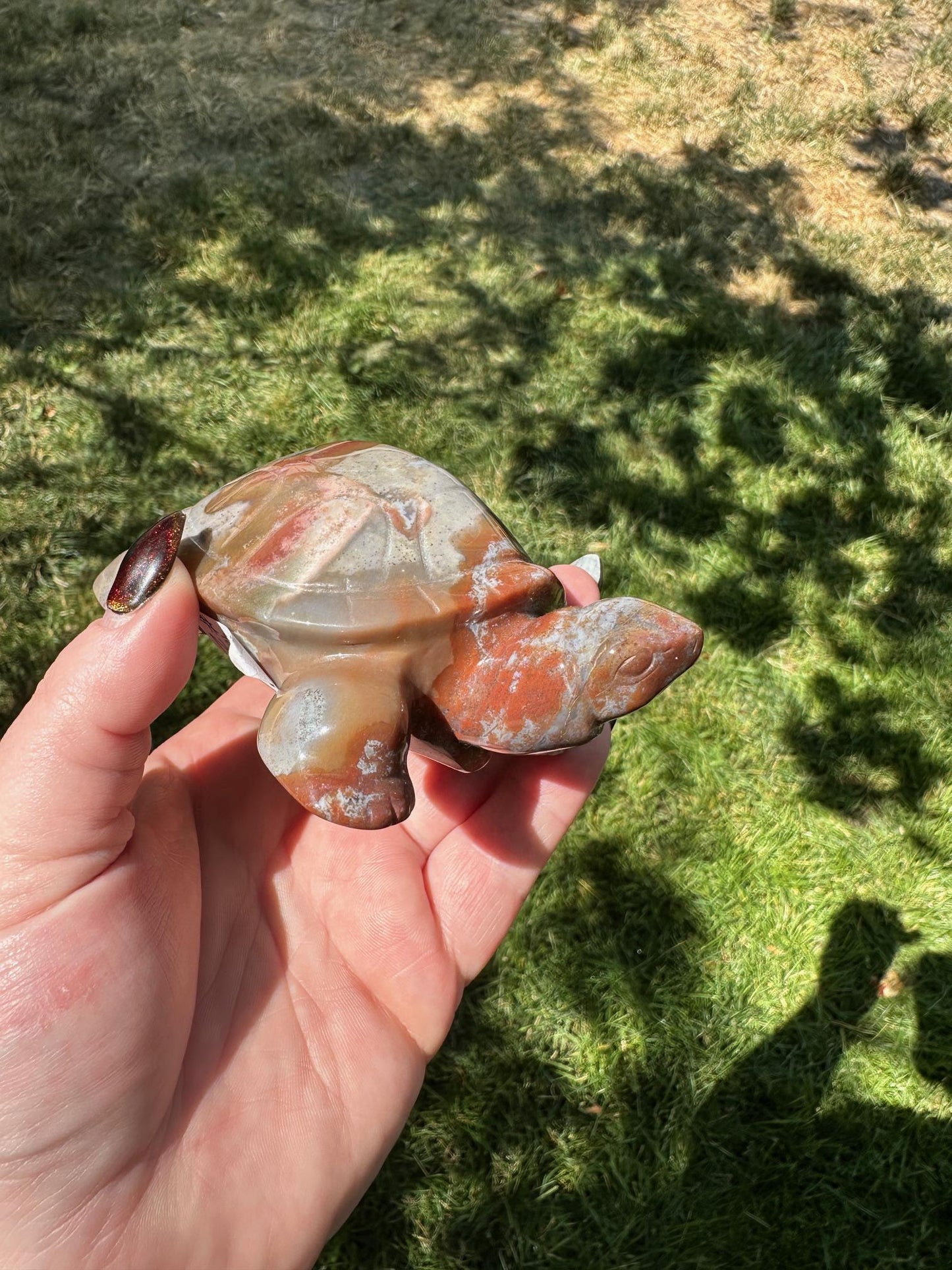 Ocean Jasper Turtle, Unique Crystal Sculpture #2