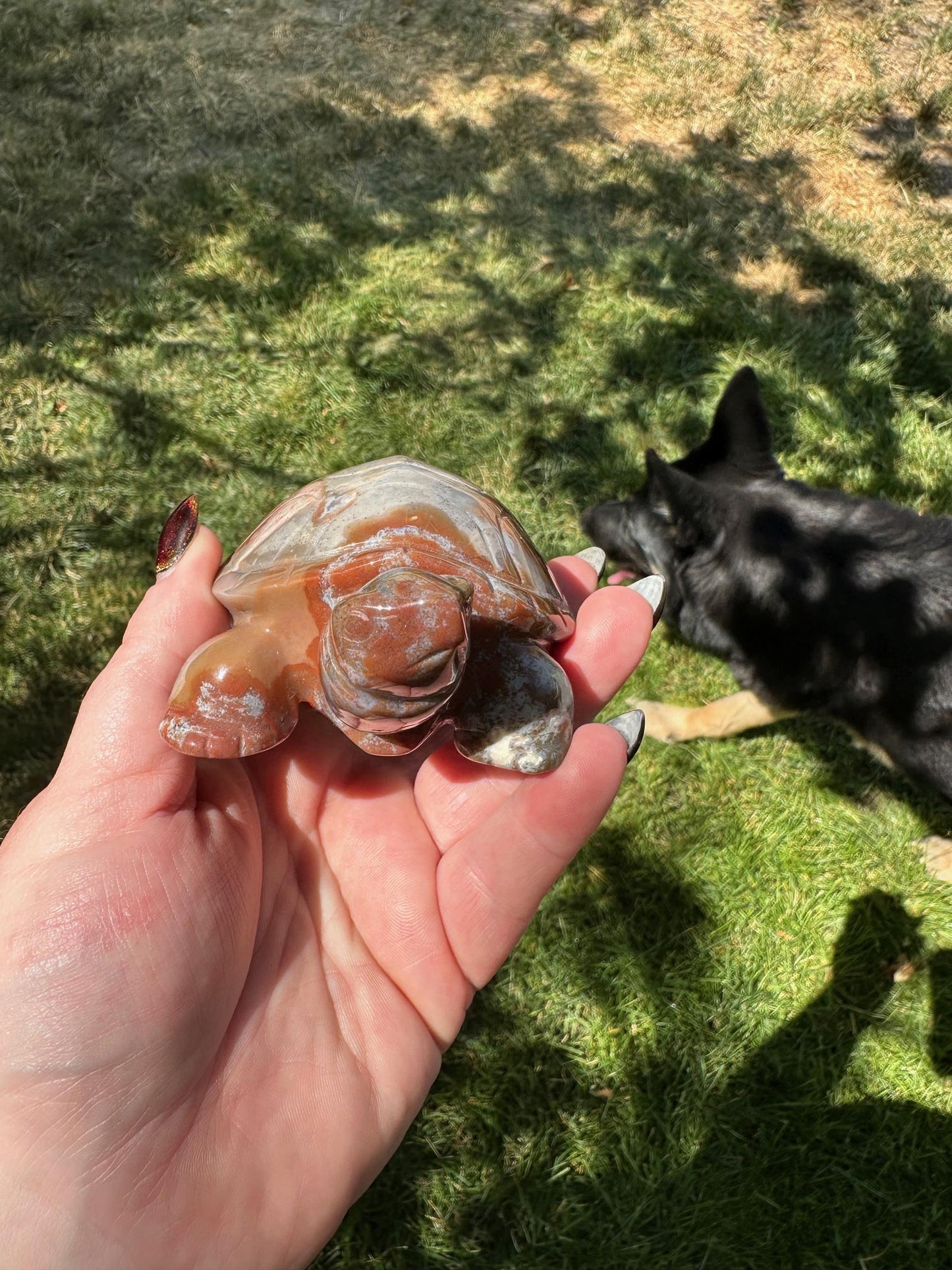 Ocean Jasper Turtle, Unique Crystal Sculpture #2