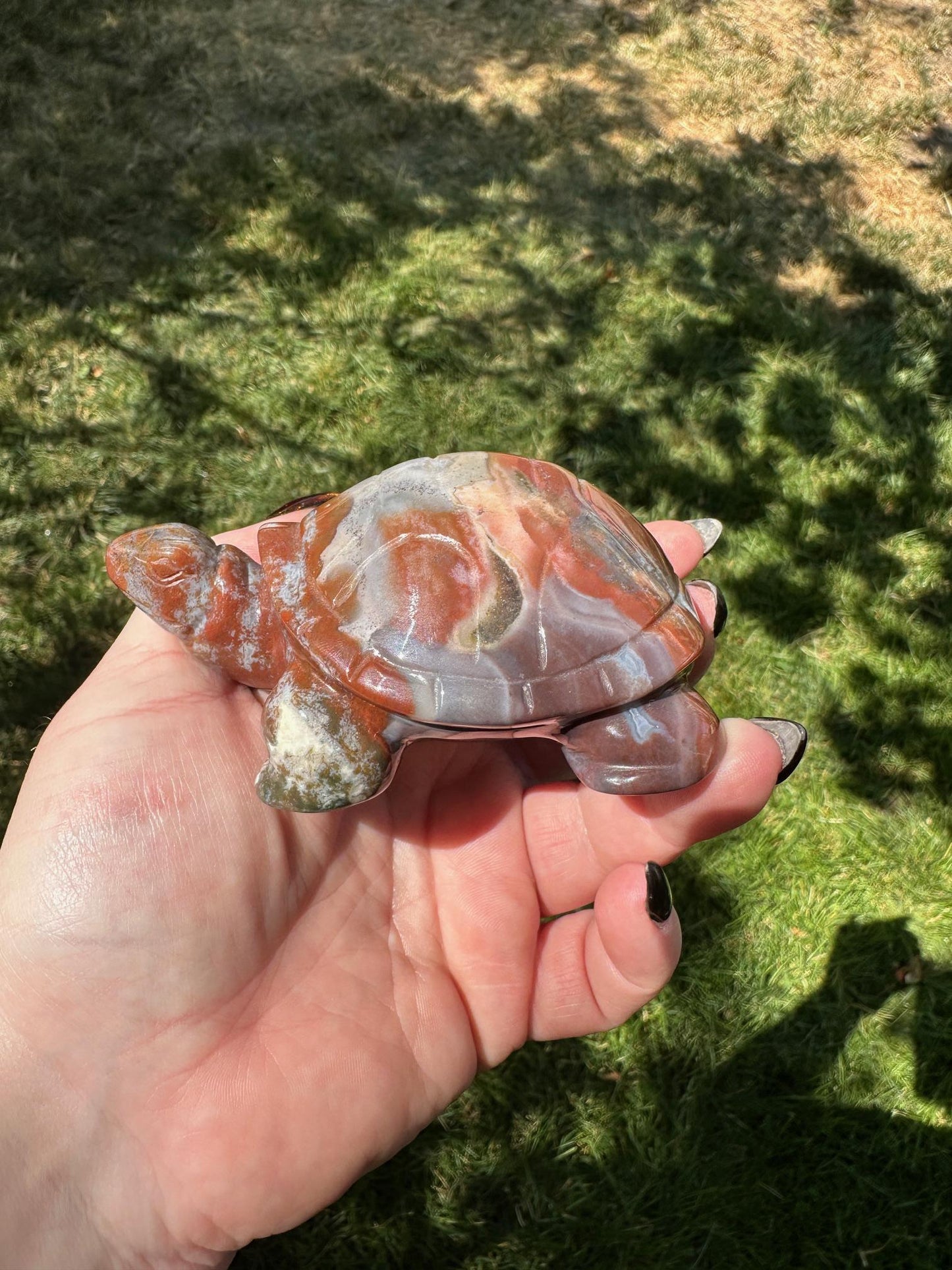 Ocean Jasper Turtle, Unique Crystal Sculpture #2