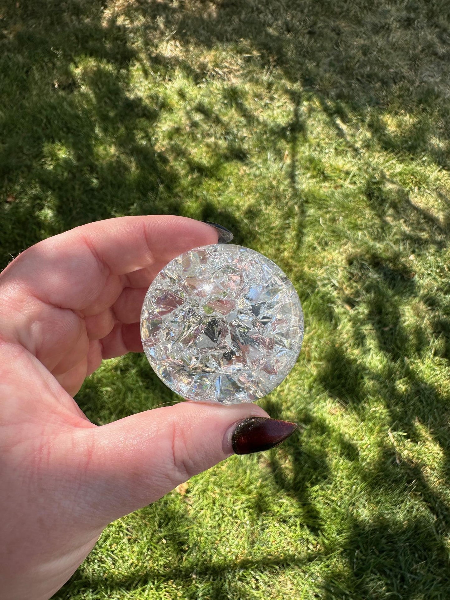 Crackle Quartz Sphere – 1.9 Inch Diameter, 7oz – Unique Crystal Ball