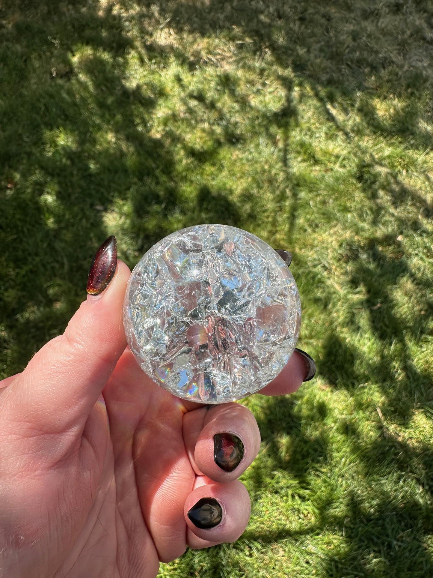 Crackle Quartz Sphere – 1.9 Inch Diameter, 7oz – Unique Crystal Ball