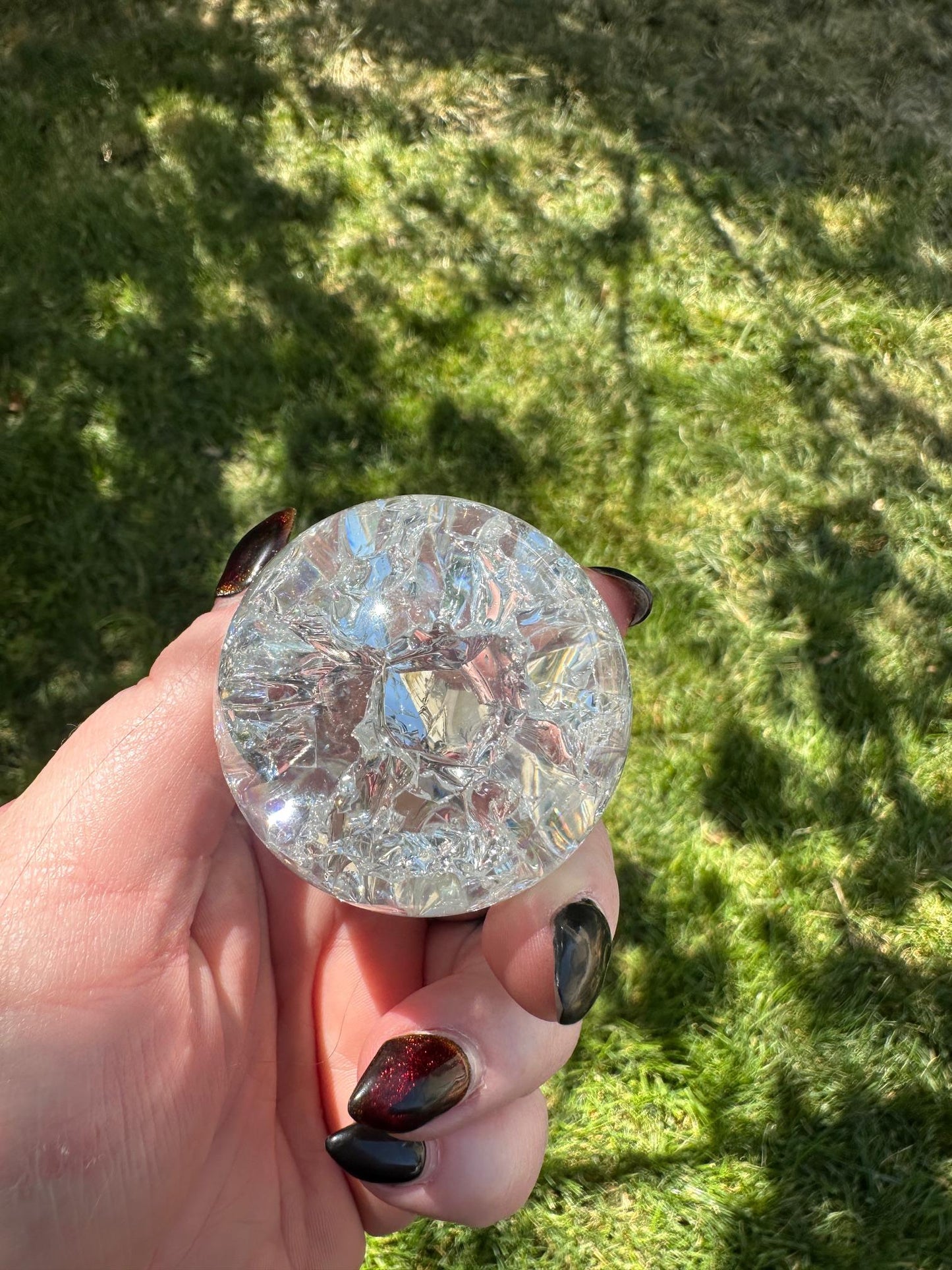 Crackle Quartz Sphere – 1.9 Inch Diameter, 7oz – Unique Crystal Ball